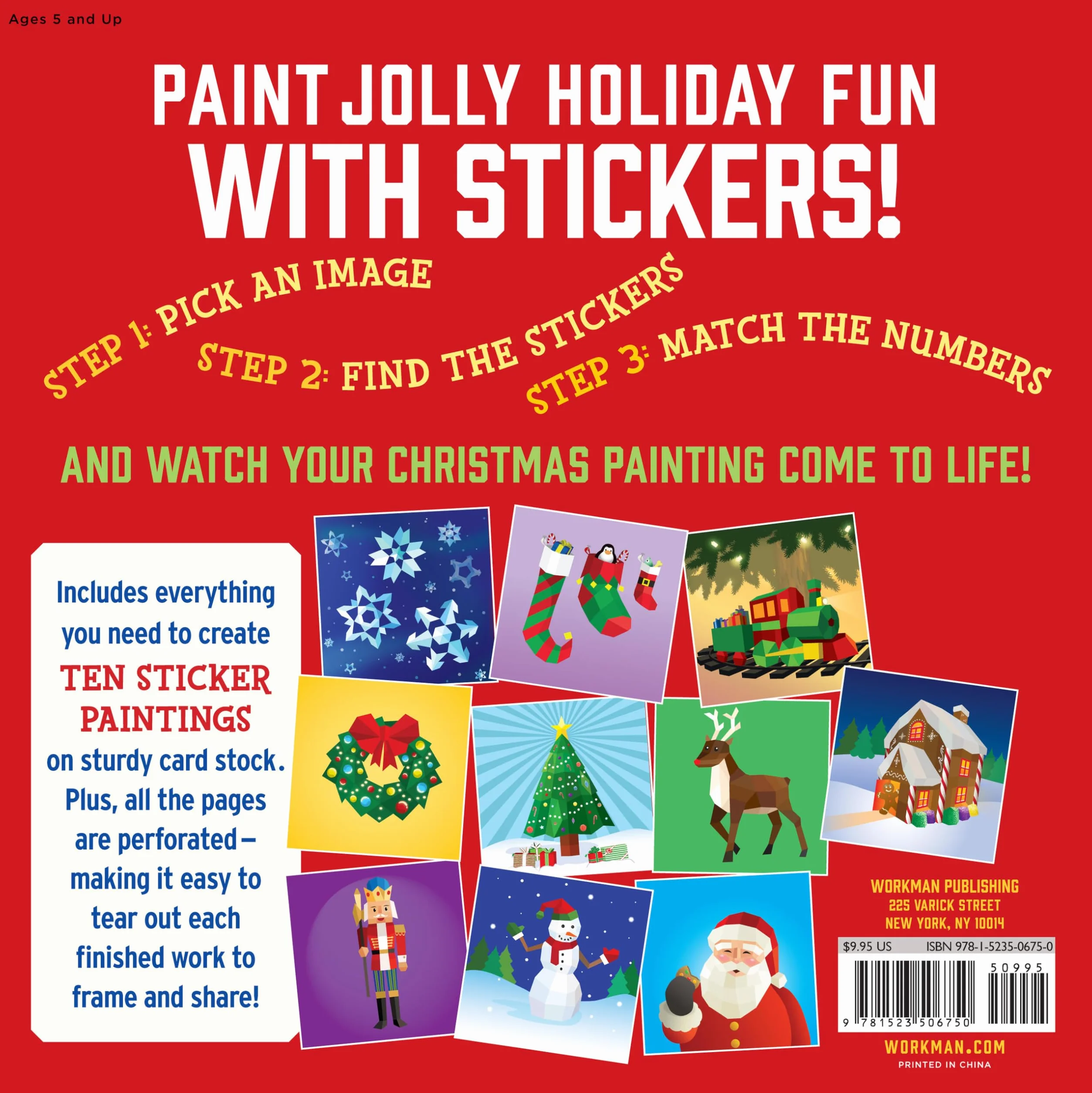 Paint by Sticker Kids: Christmas: Create 10 Pictures One Sticker at a Time! Includes Glitter Stickers