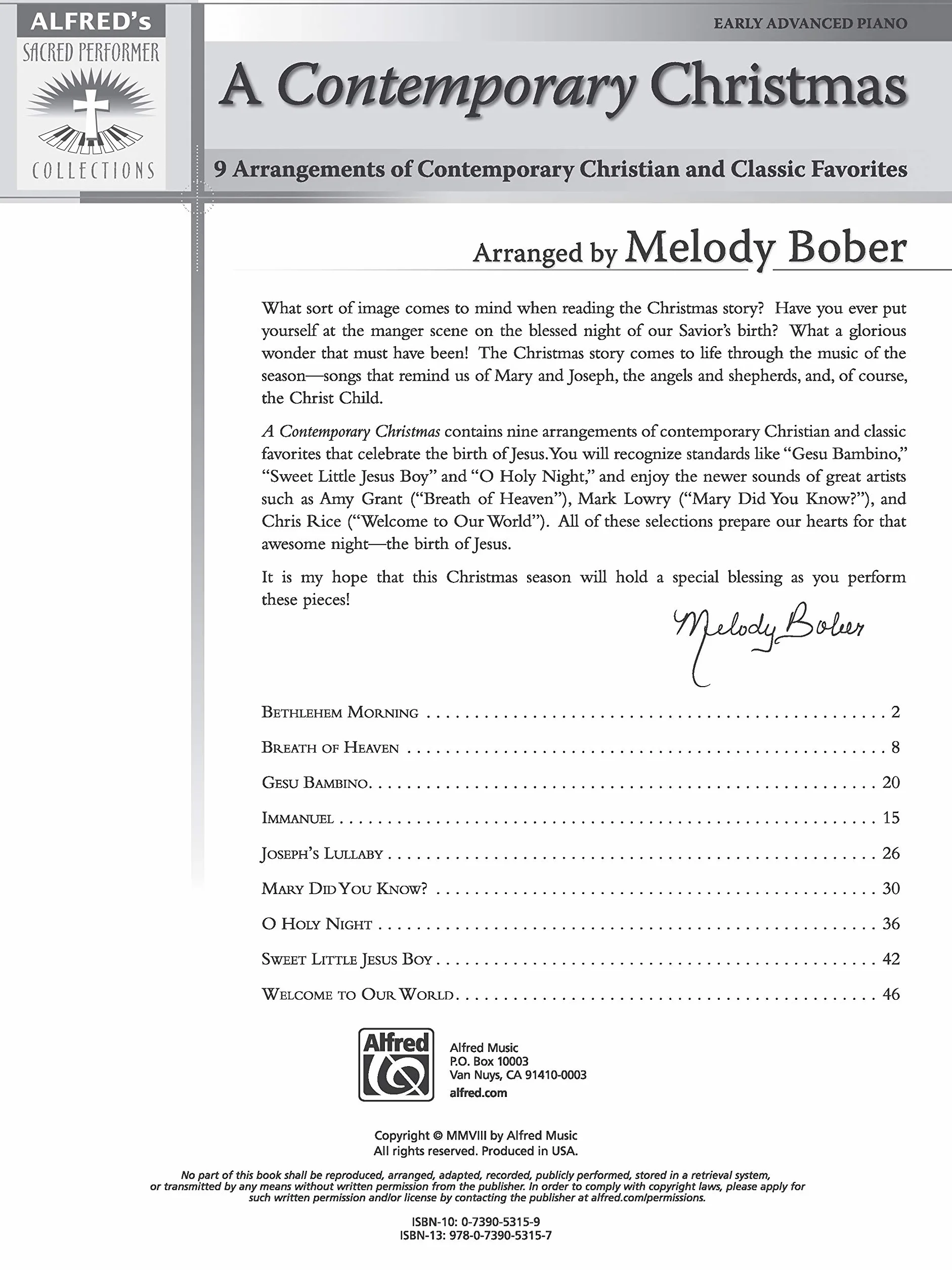 A Contemporary Christmas: Early Advanced Piano: 9 Arrangements of Contemporary Christian and Classic Favorites