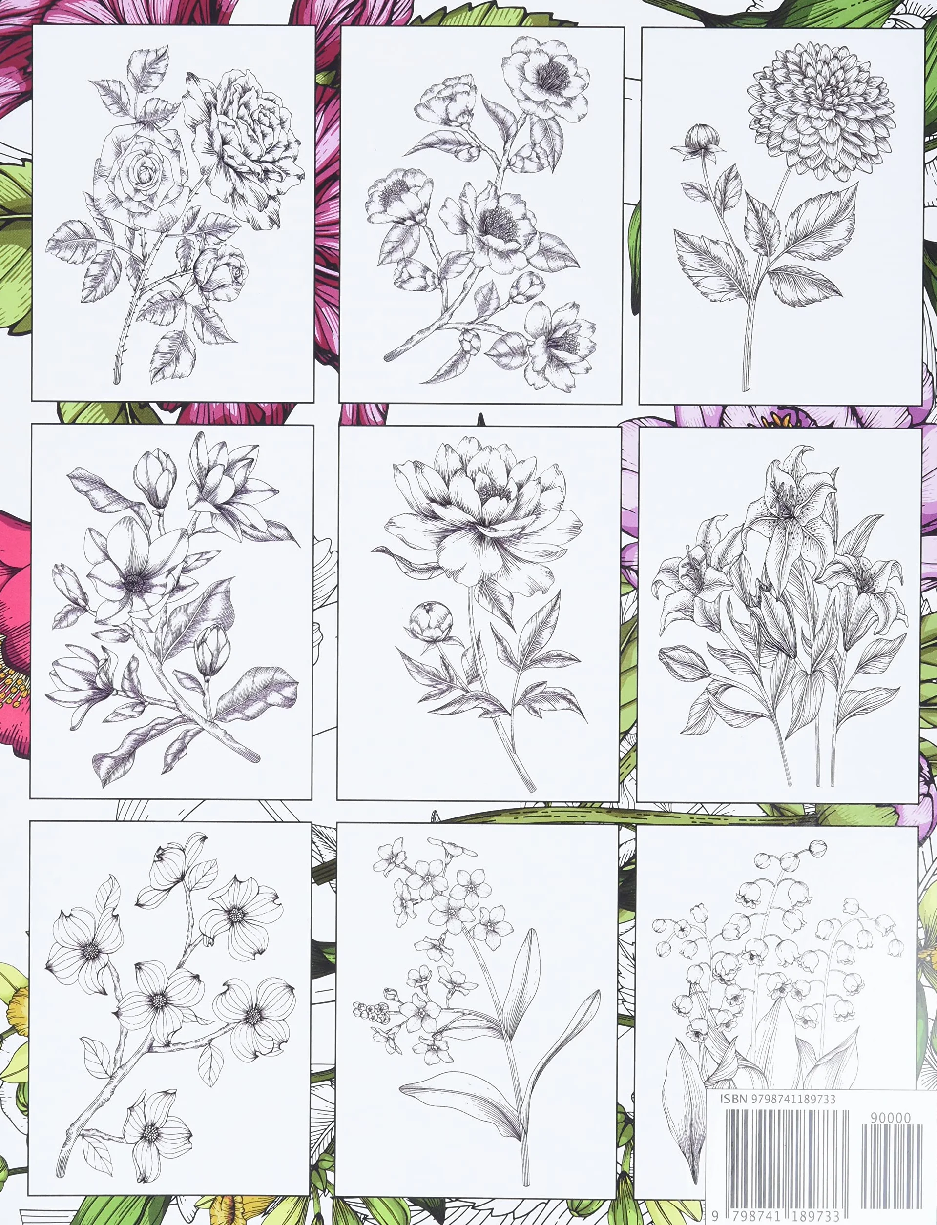 Bloom Adult Coloring Book: Beautiful Flower Garden Patterns and Botanical Floral Prints | Over 50 Designs of Relaxing Nature and Plants to Color