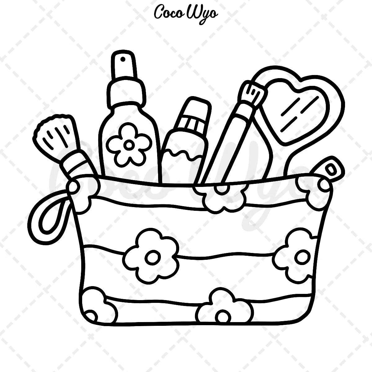 Glow Cosmetics: Coloring Book for Adults and Kids, Bold and Easy, Simple and Big Designs for Relaxation Featuring Cosmetic Items, Makeup, and Skincare Products