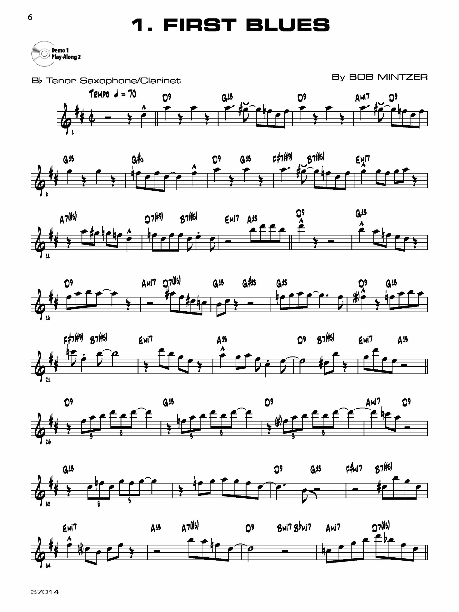 12 Medium-Easy Jazz, Blues & Funk Etudes: B-Flat Tenor Saxophone: B-Flat Clarinet and Soprano Saxophone: B-Flat Instruments, Book & CD (Belwin Play-Along)