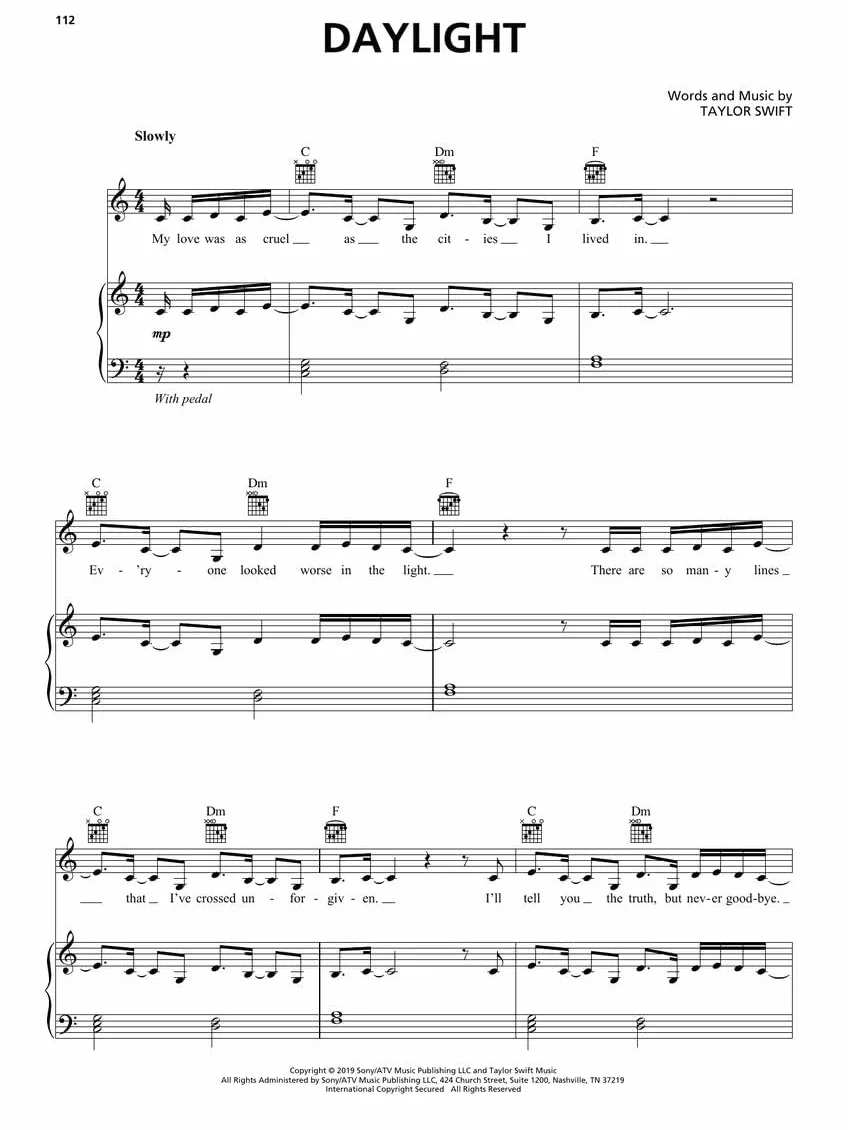 Taylor Swift - Lover: Lover: Piano-Vocal-Guitar