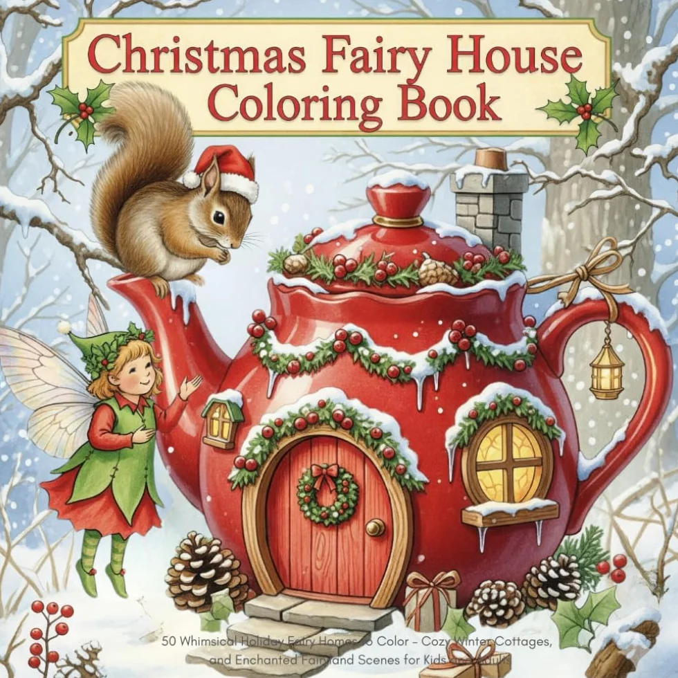 Christmas Fairy House Coloring Book: 50 Whimsical Holiday Fairy Homes to Color – Cozy Winter Cottages and Enchanted Fairyland Scenes for Kids and Adults