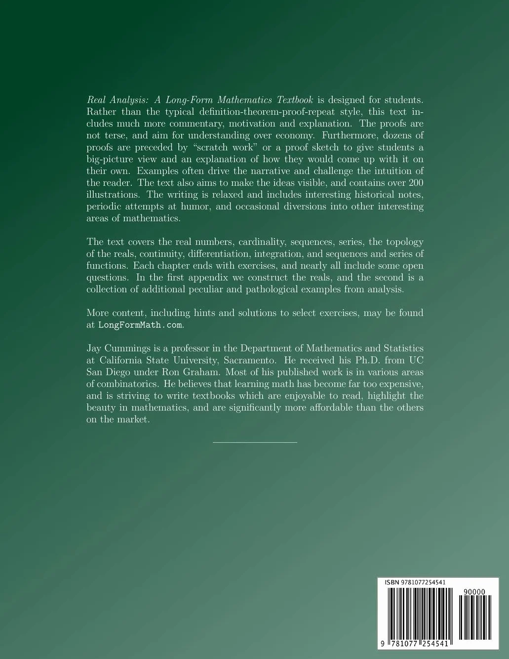 Real Analysis: A Long-Form Mathematics Textbook