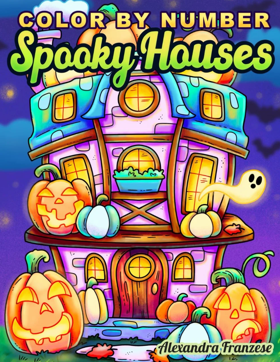 Color By Number Spooky Houses: Halloween Themed Houses and Interiors for Coloring, Fun and Relaxing Seasonal Activities, Easy for Kids and Adults