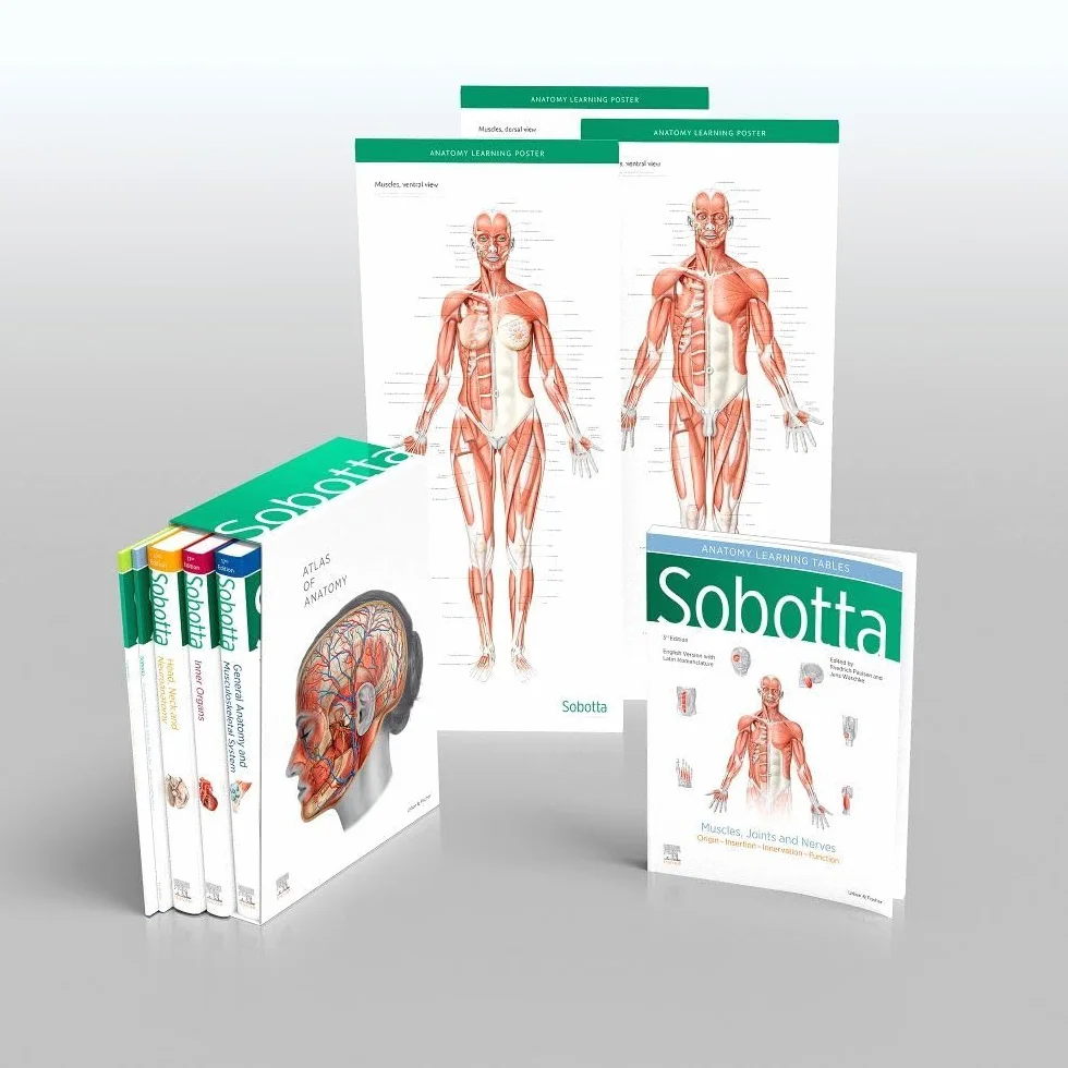 Sobotta Atlas of Anatomy, Package, 17th ed., English/Latin: General Anatomy and Musculoskeletal System; Internal Organs; Head, Neck and Neuroanatomy; Muscles Tables; Poster Collection