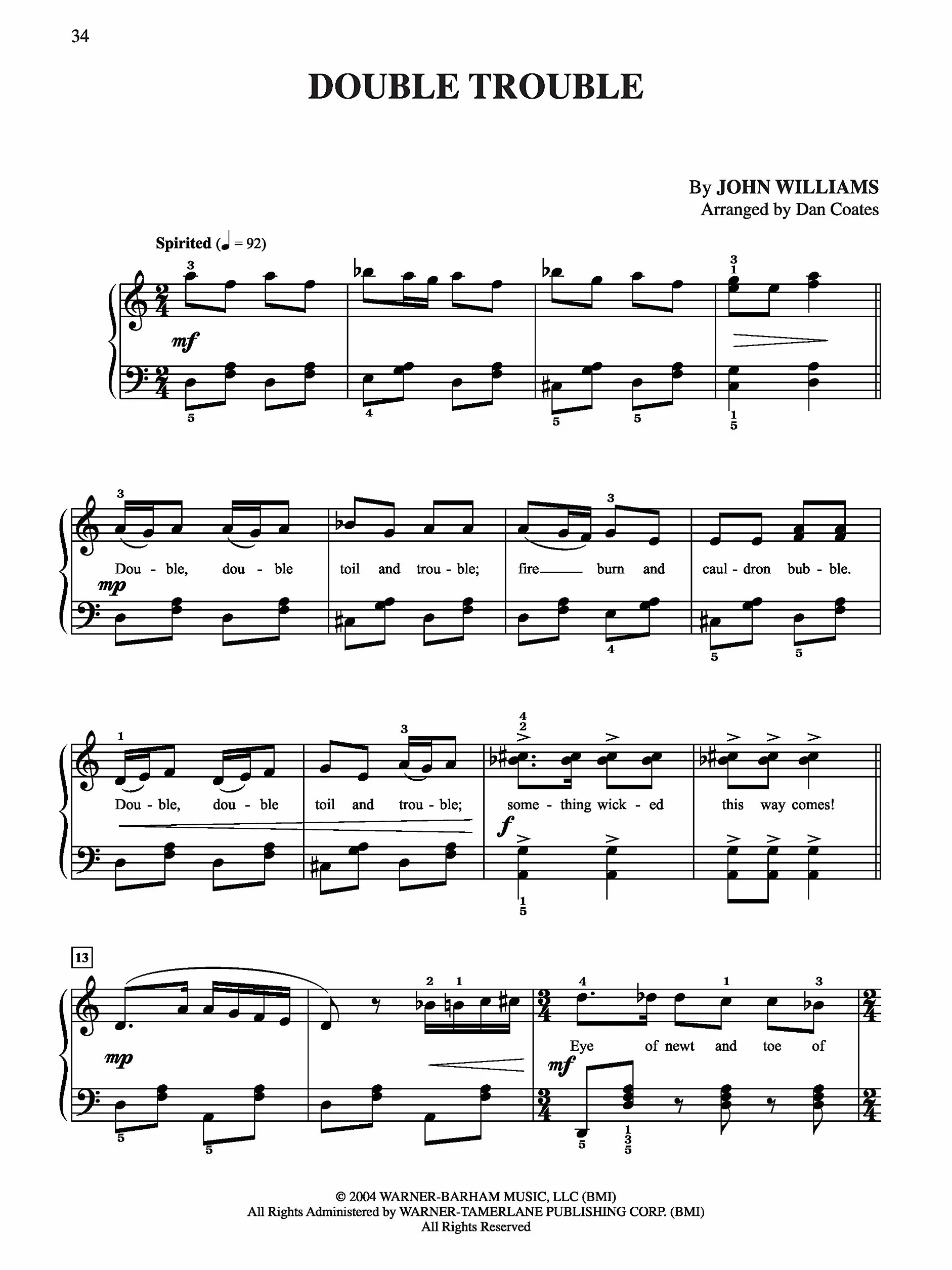 Williams/doyle harry potter magical music (coates) easy piano bk