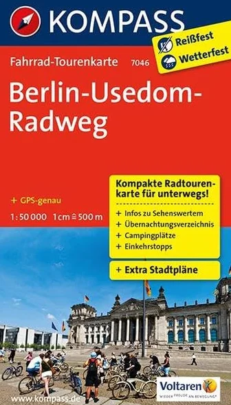 Kompass FTK7046 Berlin-Usedom Radweg: Fietsroutekaart 1:50 000