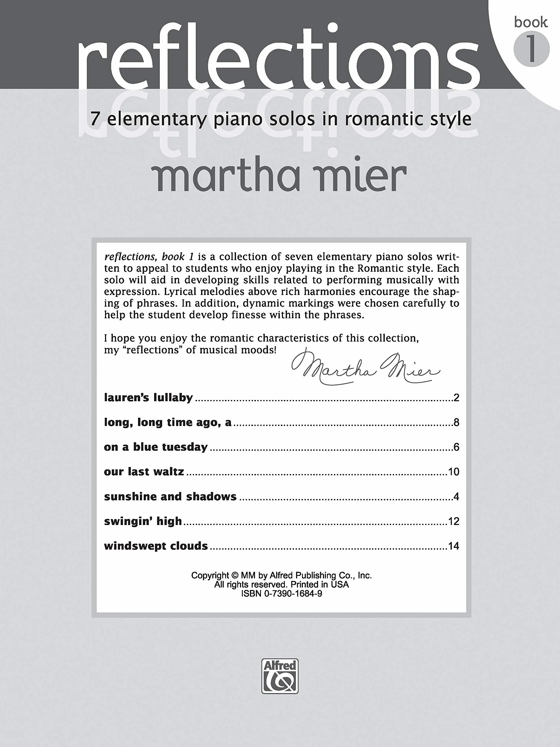 Reflections, Bk 1: 7 elementary piano solos in romantic style