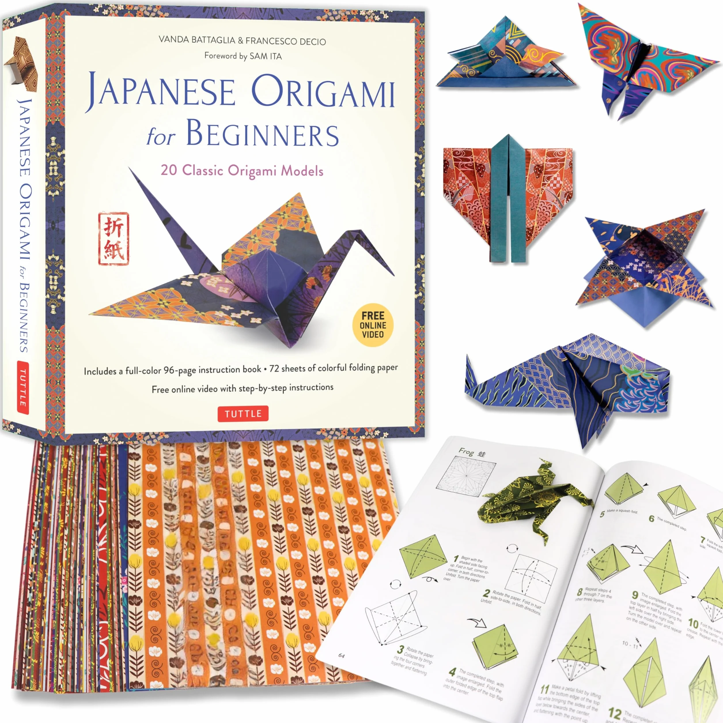 Japanese Origami for Beginners Kit /anglais: 20 Classic Origami Models: Kit with 96-page Origami Book, 72 Origami Papers and Instructional Videos: Great for Kids and Adults!