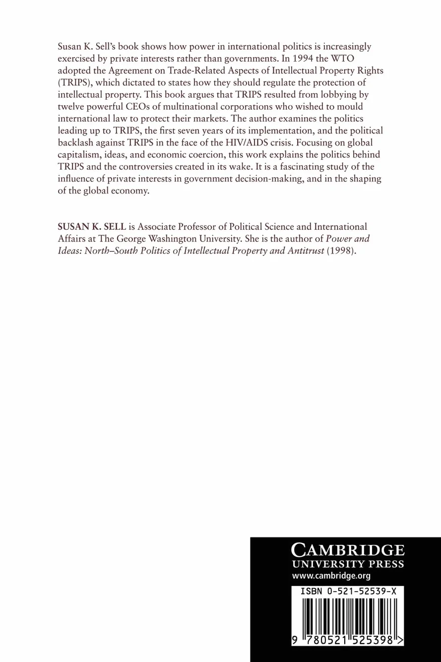Private Power, Public Law: The Globalization of Intellectual Property Rights: 88
