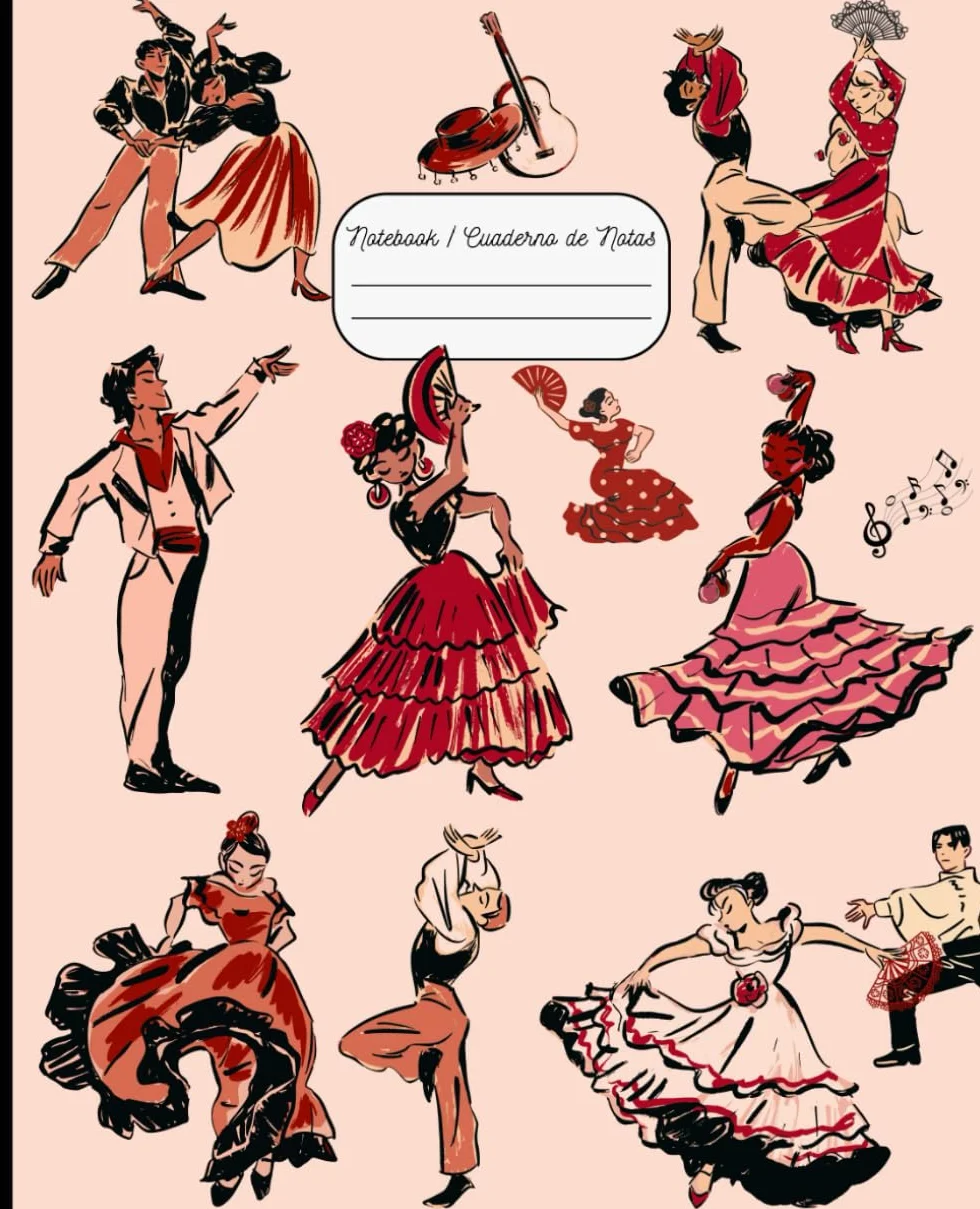 Authentic Joy | El Baile Flamenco Notebook / Cuaderno de Notas: Flamenco Gift for Women; Spanish Dancer, Castanets, Tambourine, Flamenco & Bolero Dance Show Fans | Lined Journal or Organizer