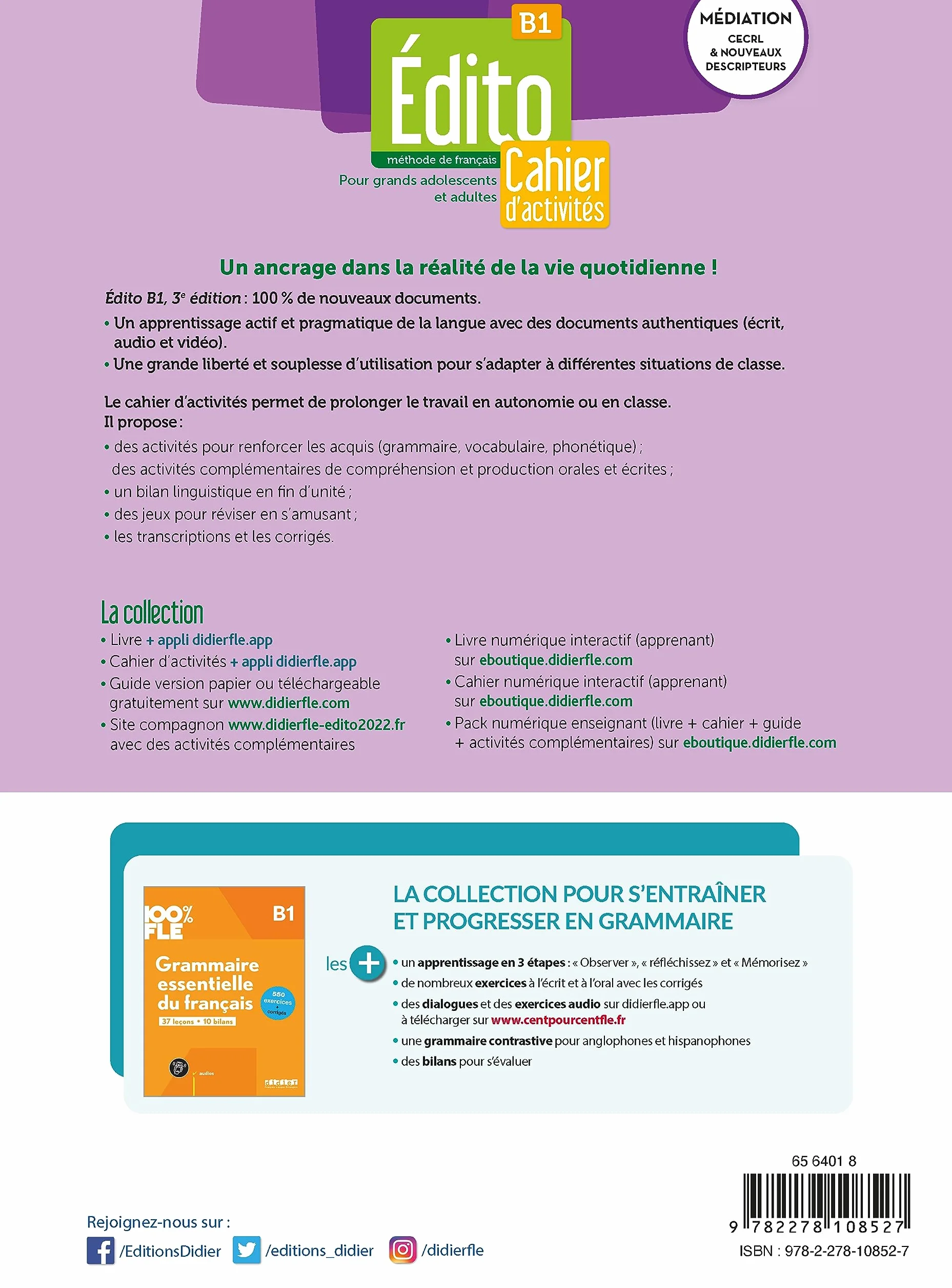 Édito B1 - édition 2022-2024 - Cahier + didierfle.app: Nouvelle édition 2023