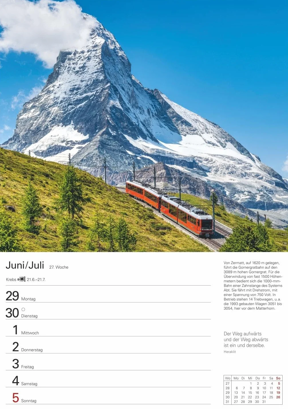 Eisenbahnen Wochenplaner 2026 - 53 faszinierende Fotografien: Besonderer Wandplaner mit 53 fantastischen Fotos von historischen Eisenbahnen. Hochwertiger Foto-Kalender 2026. 25 x 35,5 cm