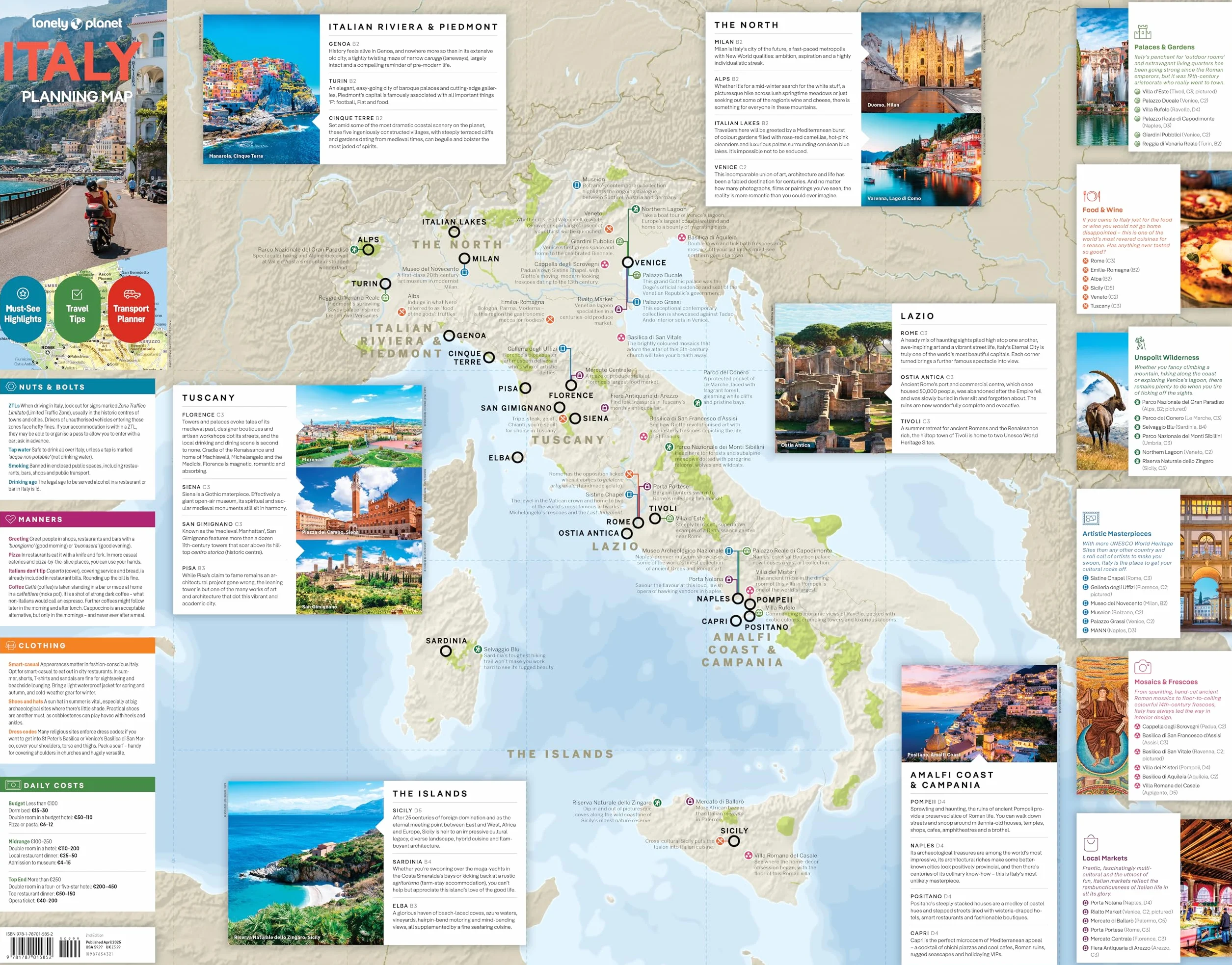 Italy Planning Map 2ed -anglais-: Durable, Waterproof, Easy-Fold Travel Map with Attractions, Itineraries & Transport Guide – Handy Slipcase for Italy Adventures