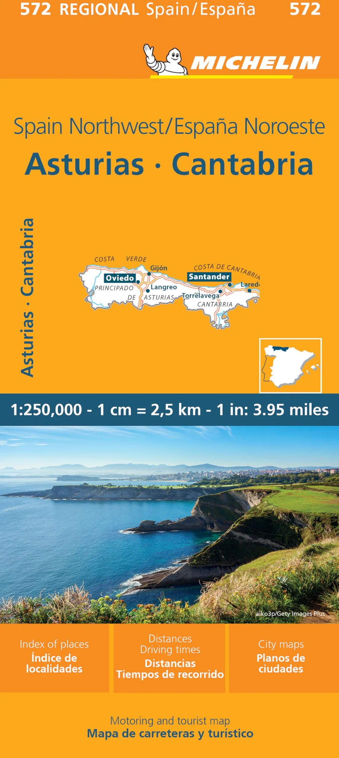 Asturias, Cantabria 1:250.000. Ediz. bilingue: Straßen- und Tourismuskarte 1:250.000: 572