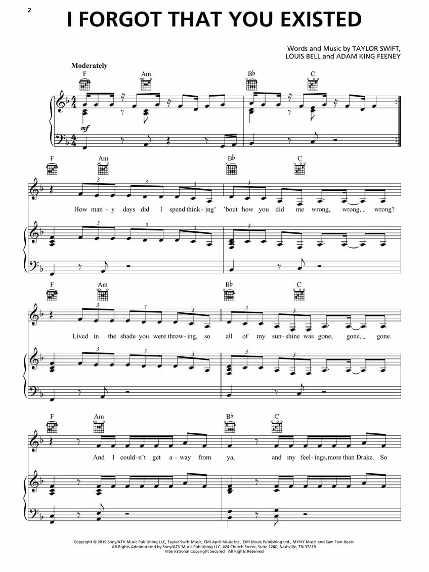 Taylor Swift - Lover: Lover: Piano-Vocal-Guitar