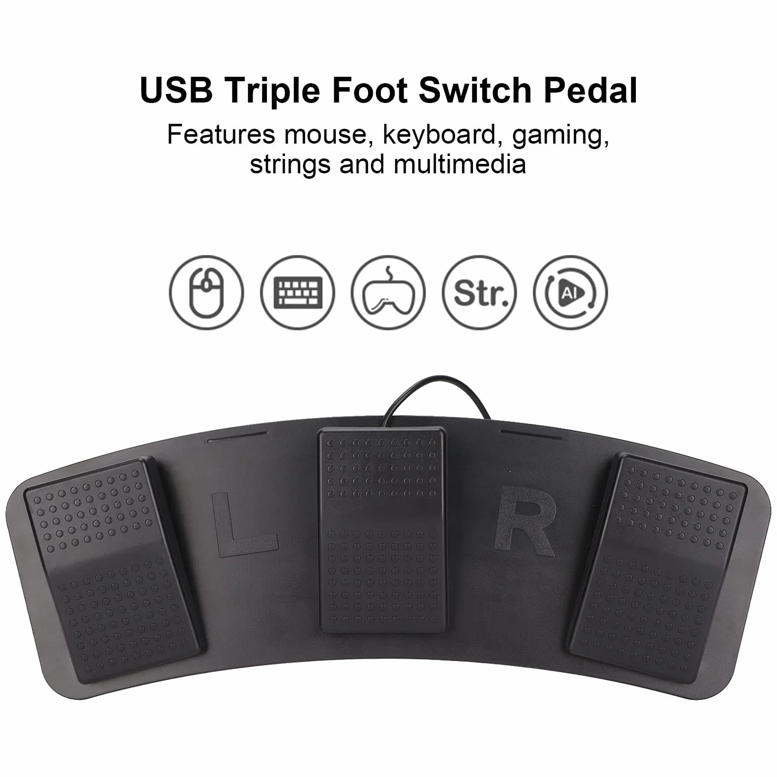 Pedal z Triple Foot Switch USB, PC Triple Foot Switch 3 Klucz Klawisz Klawiatura do Gry w grę Wideo Sterowanie Sprzętu ((wyłącznik fotoelektryczny))