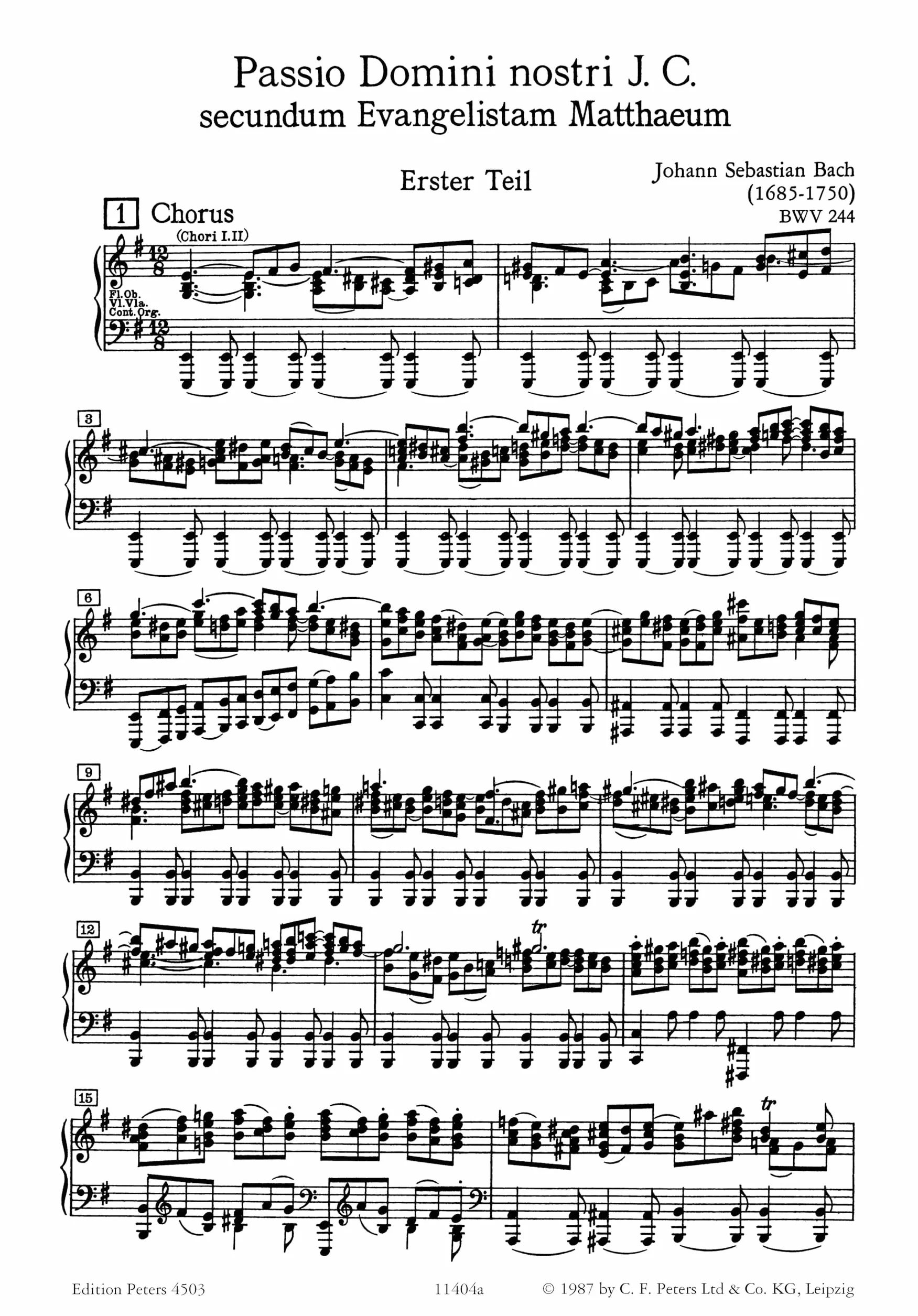 Matthaus passion bwv 244 (ka) chant: für Solostimmen, Chor und Orchester / Klavierauszug