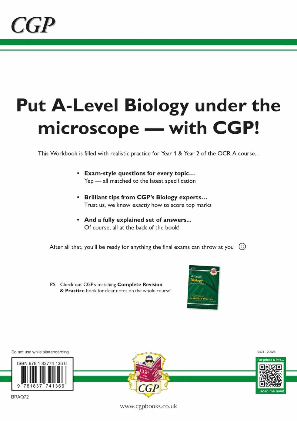 A-Level Biology: OCR A Year 1 & 2 Exam Practice Workbook includes Answers