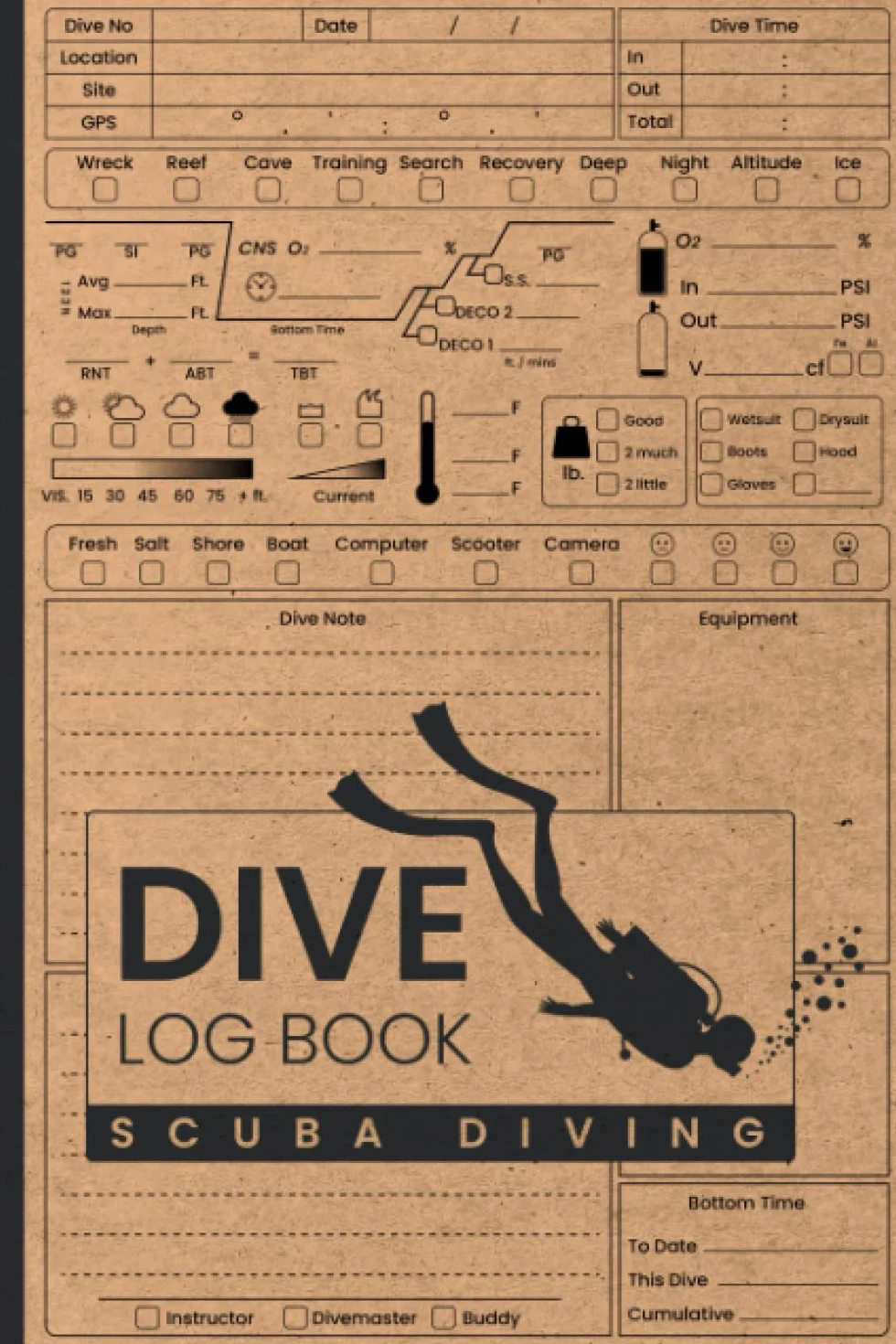 Dive Log Book Scuba Diving: Ideal Diving Logbook for all levels | 100 + Dive Log Pages | Make Underwater Memories and Track your Dives (Scuba Diving Gifts)