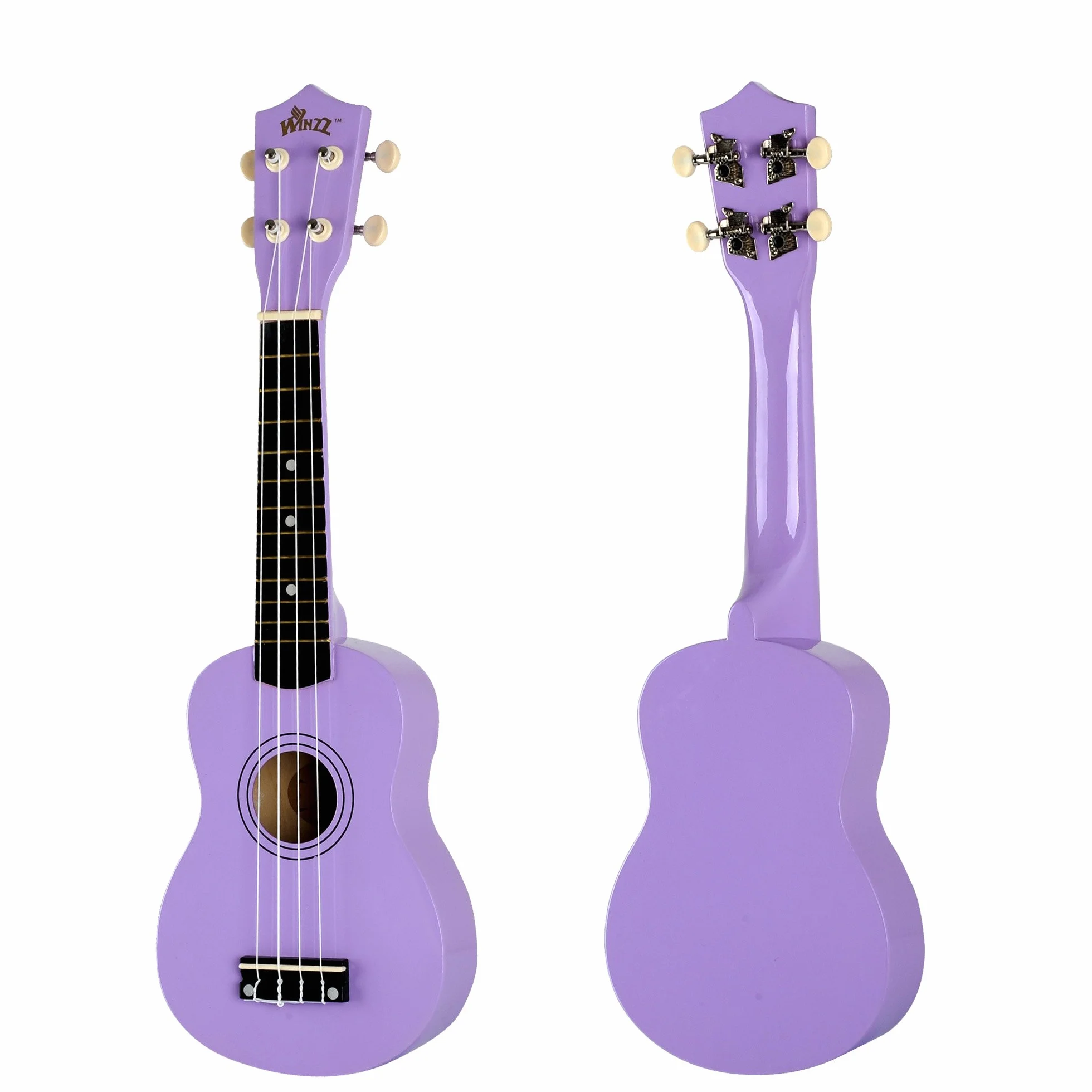 Winzz ukulele sopranowe, zestaw startowy dla początkujących z pokrowcem, urządzeniem do strojenia, dodatkowymi strunami, paskiem, plektronem, naklejkami na próg, arkuszem z chwytami i ściereczką do polerowania