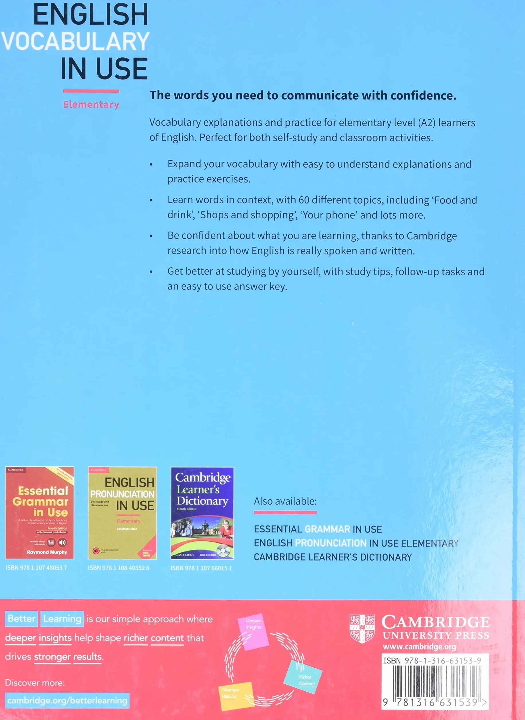 English Vocabulary in Use Elementary Book with Answers: Vocabulary Reference and Practice