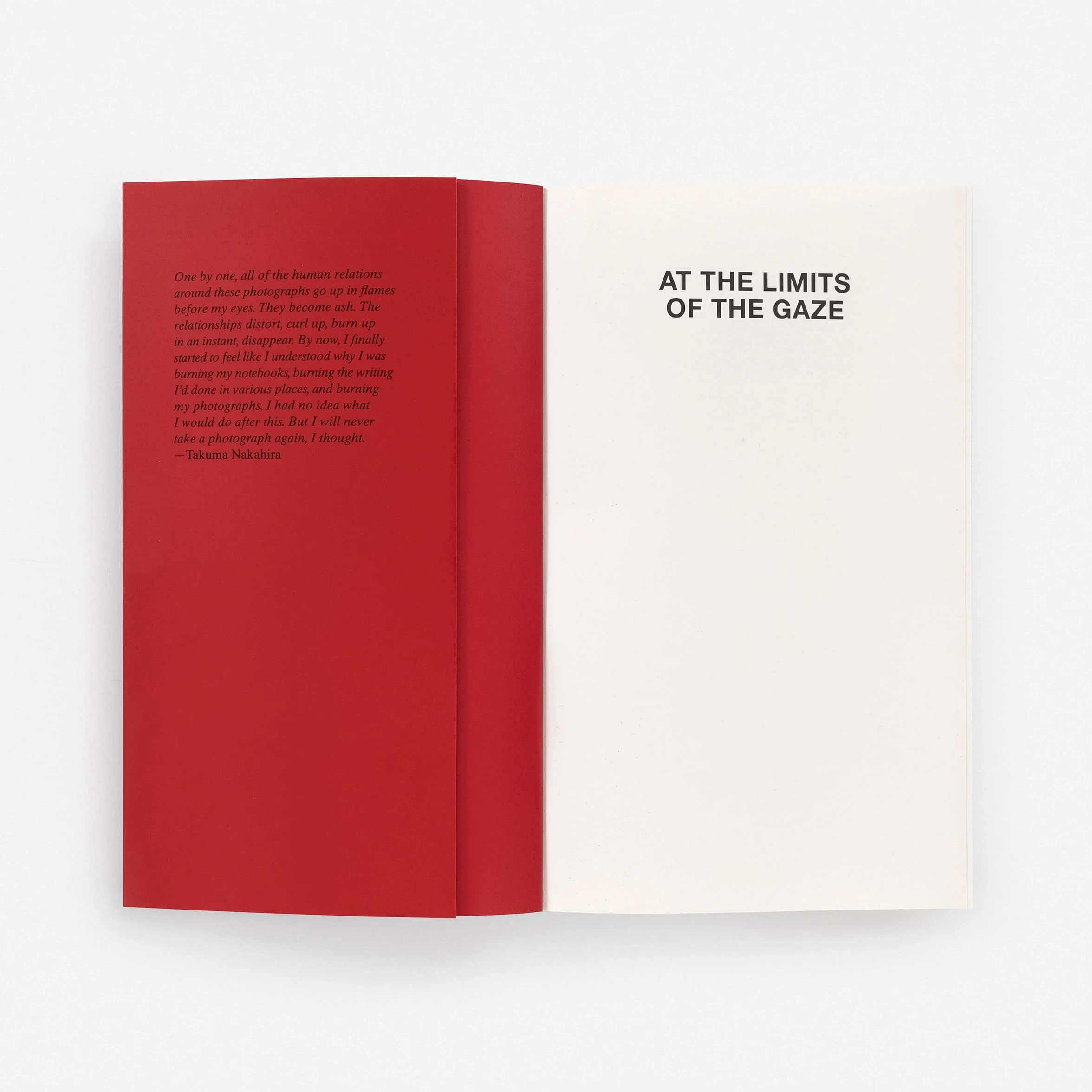 At the Limits of the Gaze : Selected writings by Takuma Nakahira /anglais