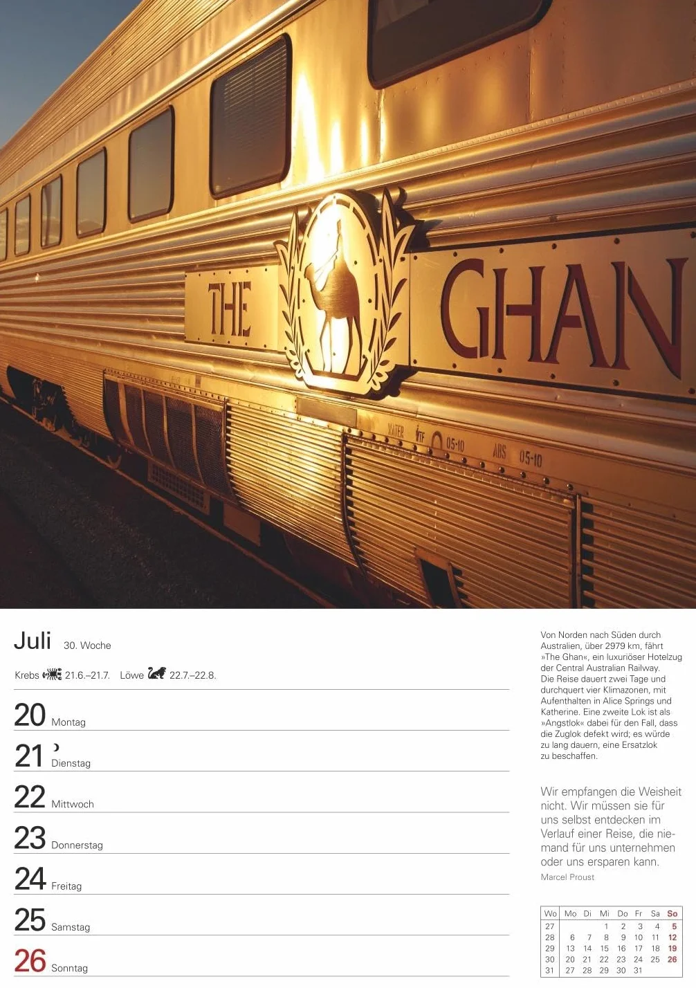 Eisenbahnen Wochenplaner 2026 - 53 faszinierende Fotografien: Besonderer Wandplaner mit 53 fantastischen Fotos von historischen Eisenbahnen. Hochwertiger Foto-Kalender 2026. 25 x 35,5 cm