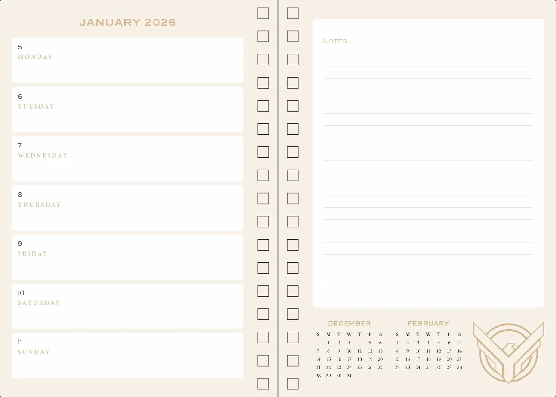 2026 Dune 13-Month Weekly Planner