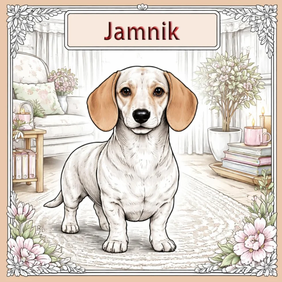 Dachshund / Jamnikami Vibes – Kolorowanka dla wszystkich: Szczegółowe i relaksujące ilustracje z jamnikami – dom, natura, mandale i kreatywne wzory dla dzieci i dorosłych