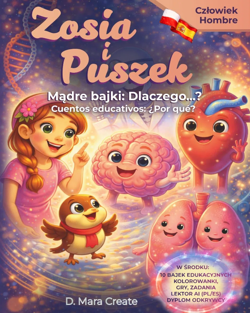 Zosia i Puszek – Edukacyjne dwujęzyczne bajki o człowieku: Dlaczego…? / Cuentos de hadas educativos sobre humanos: ¿Por qué…?: Dyplom młodego ... Explorador, Libro de Actividades, Página