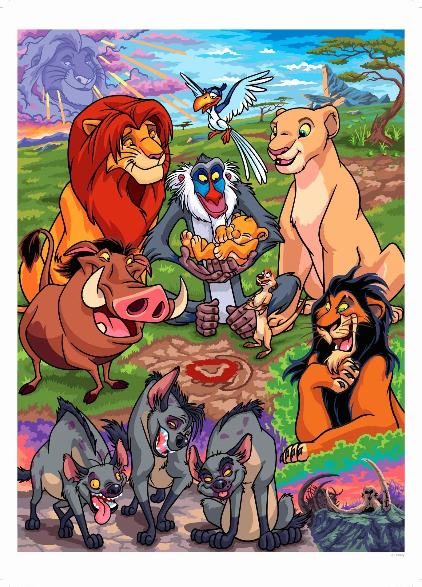 Coloriages Mystères - Poster Disney Le Roi Lion: Colorie les chiffres et découvre l'image
