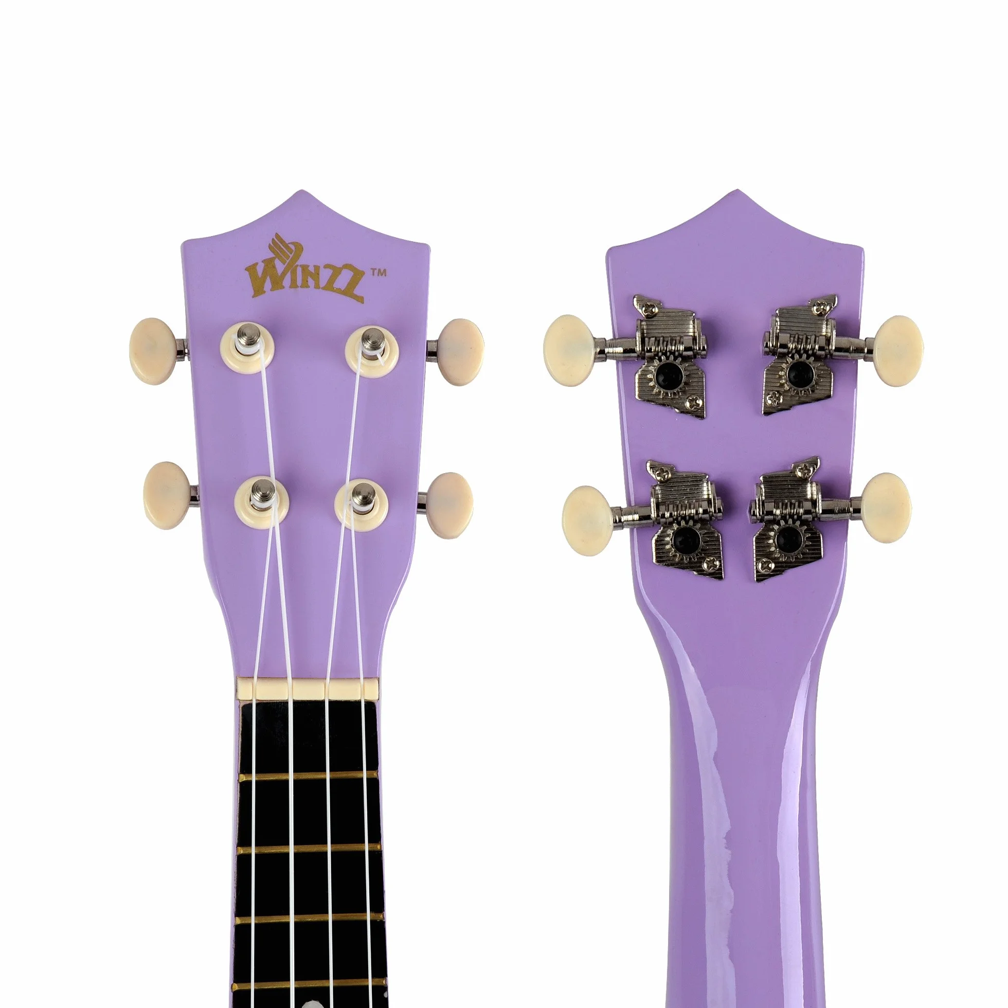 Winzz ukulele sopranowe, zestaw startowy dla początkujących z pokrowcem, urządzeniem do strojenia, dodatkowymi strunami, paskiem, plektronem, naklejkami na próg, arkuszem z chwytami i ściereczką do polerowania