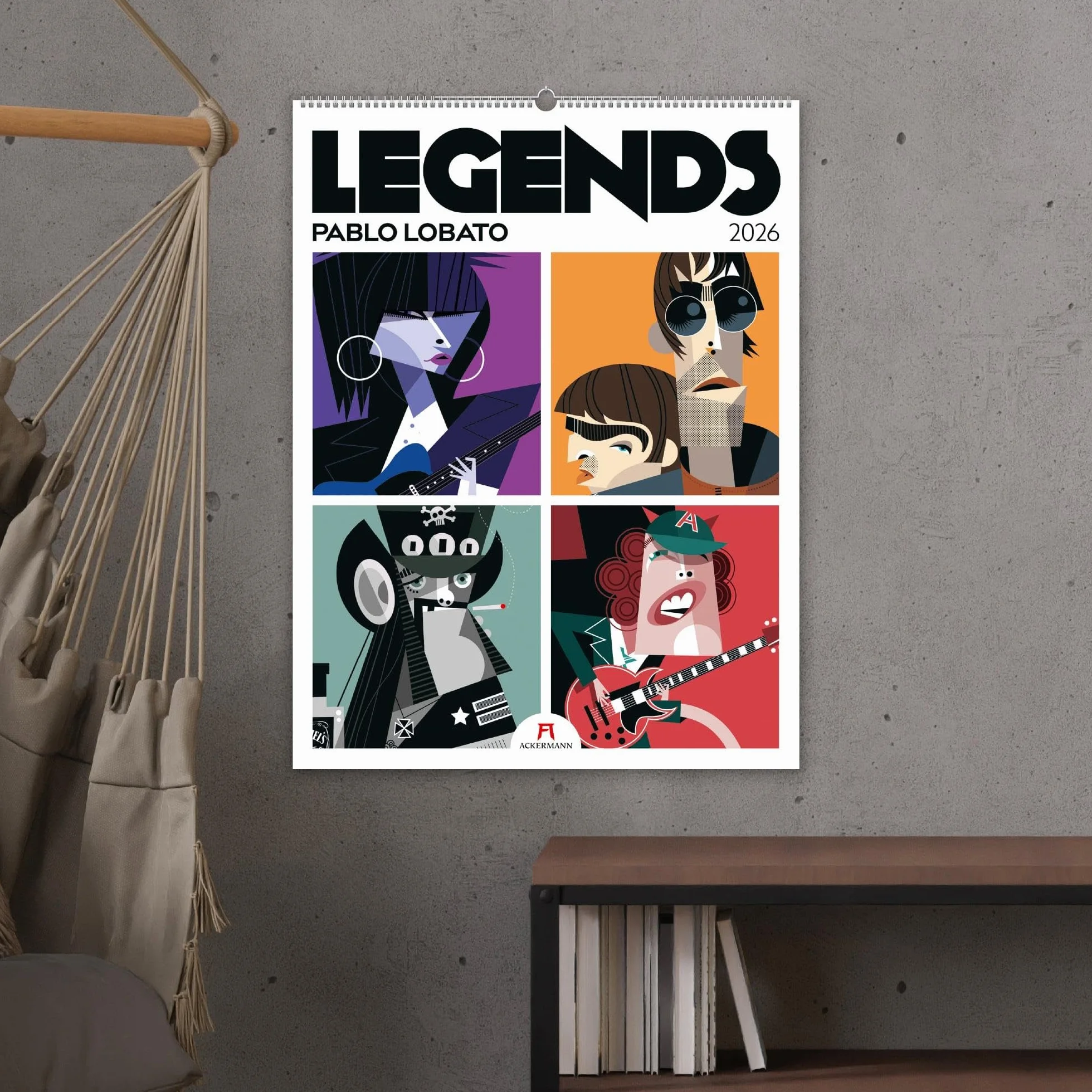Legends Kalender 2026 | Musiklegenden: Außergewöhnlicher Musik-Kalender im großen Hochformat (50x66 cm) | Rock & Pop-Musiker-Portraits | Pablo Lobato