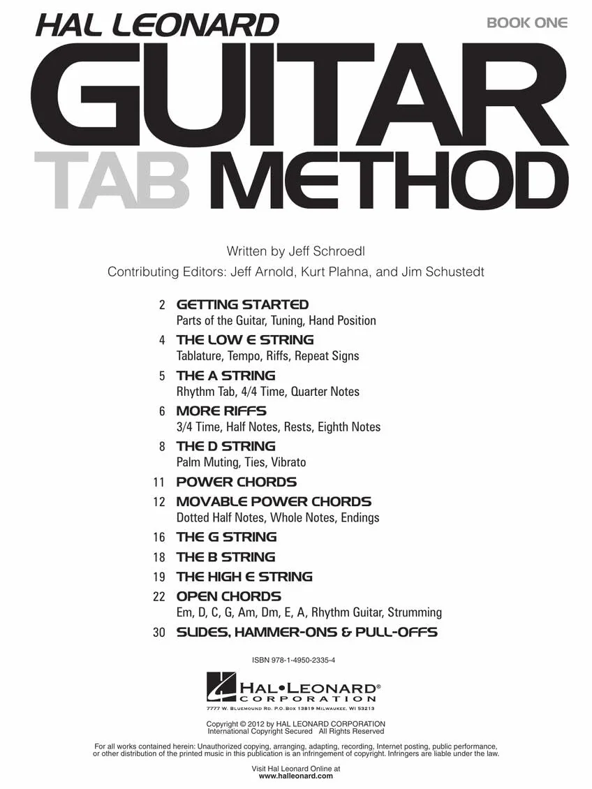 Hal leonard guitar tab method: Book Only