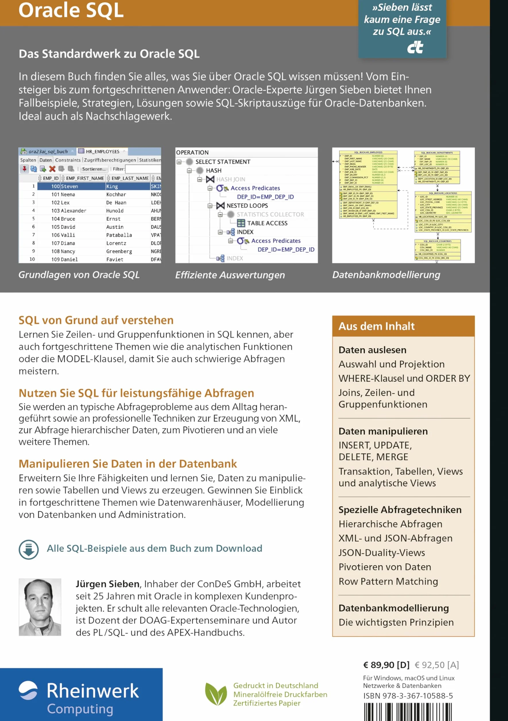 Oracle SQL: Das umfassende Handbuch für den effizienten Einsatz von Oracle SQL. Mit vielen Aufgaben und Beispielen. Aktuell zu Oracle 23ai