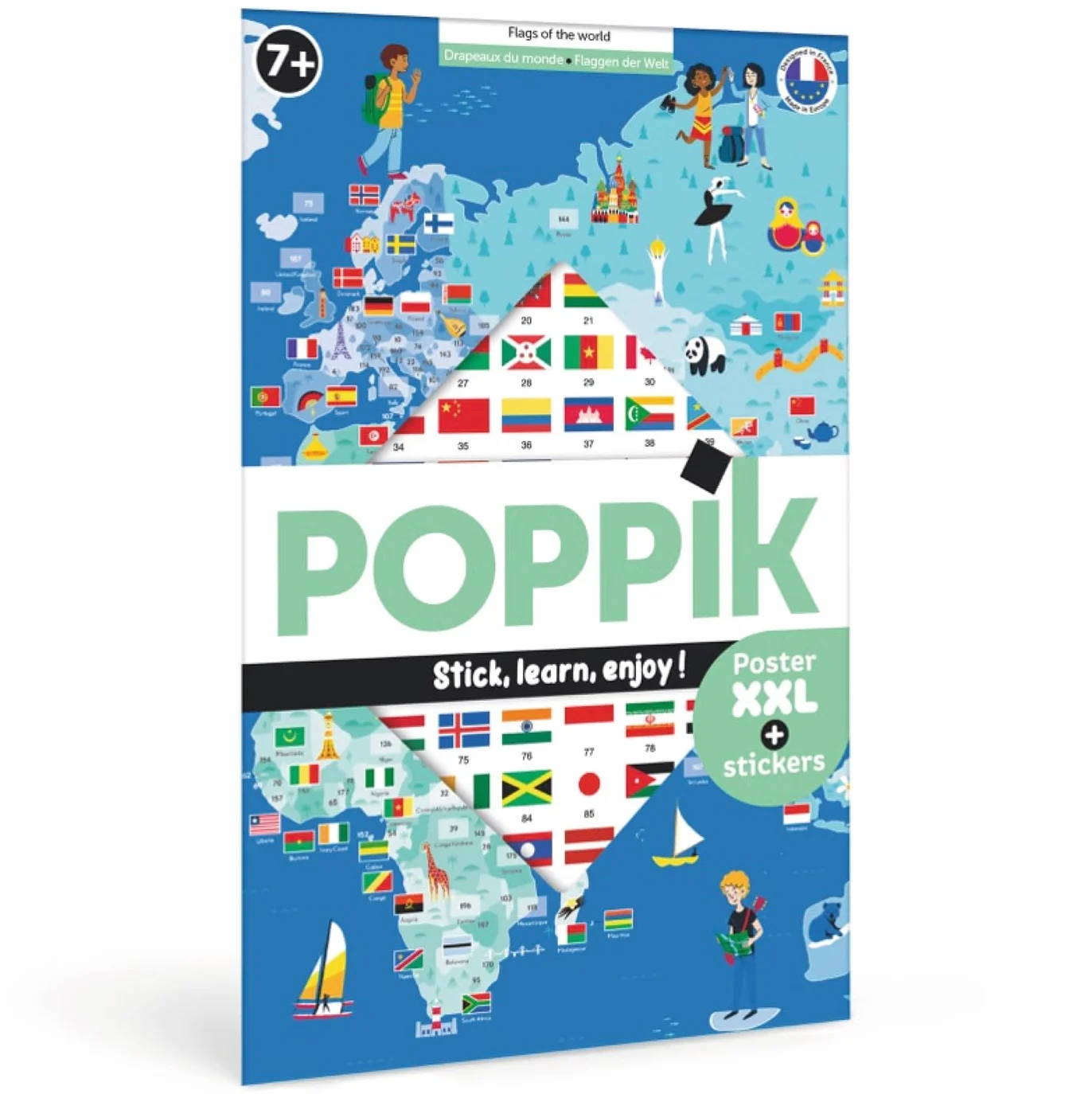 Poppik - Les drapeaux du monde: 1 poster + 200 stickers repositionnables