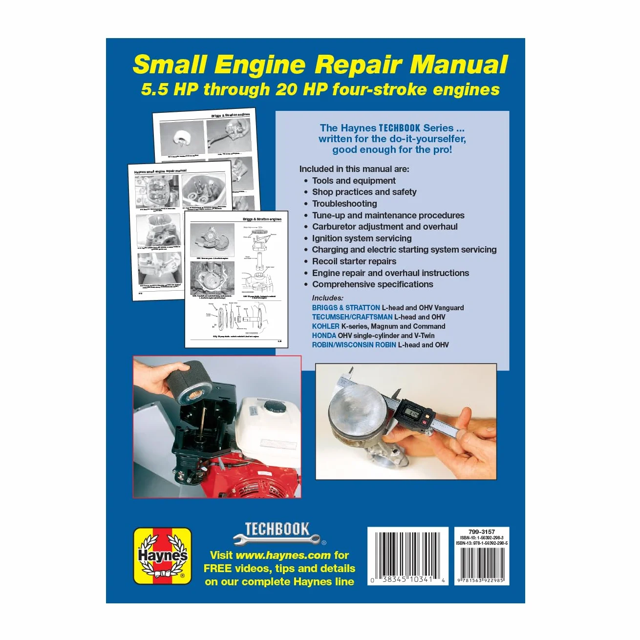 Small Engine Manual, 5.5 HP Through 20 HP: 5.5 HP Thru 20 HP Four Stroke Engines