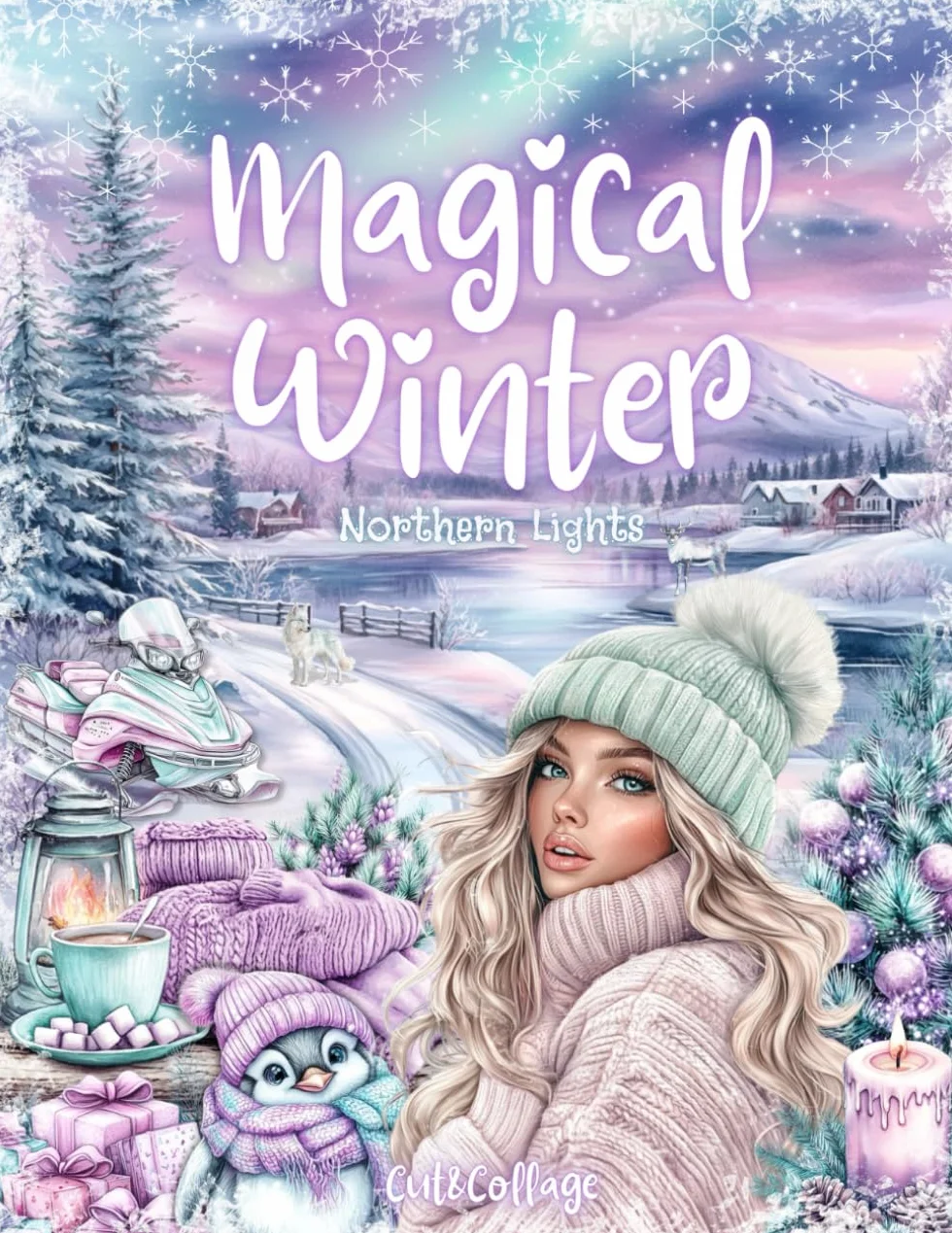 Magical Winter Northern Lights Cut & Collage Ephemera Book: 150 High-quality Images with beautiful Aurora Illustrations and matching patterned Paper ... Making, Papercrafts, Mixed Media and more