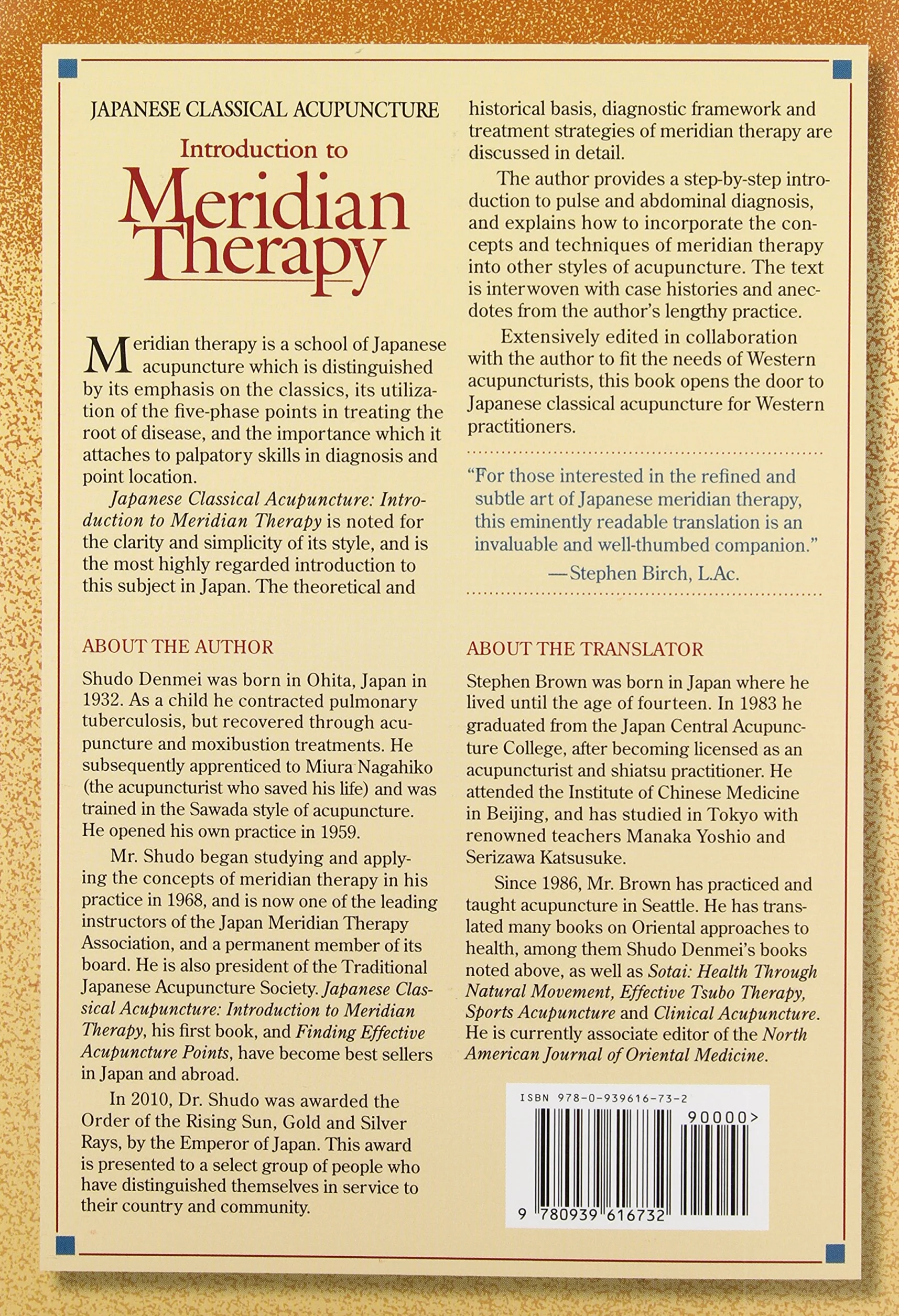Japanese Classical Acupuncture Introduction to Meridian Therapy