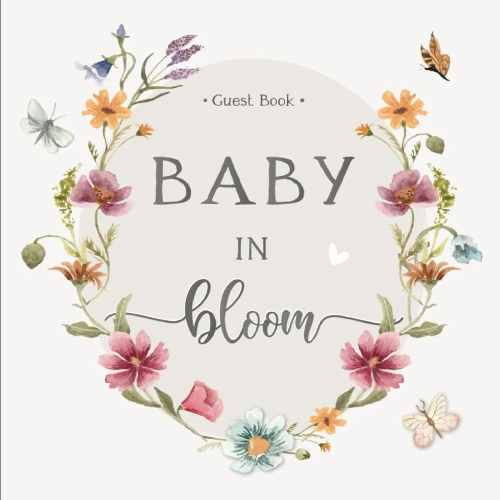 Baby In Bloom Shower Guest Book: Sign-In With Wishes for Newborn, Advice for Parents & Gift Log + Keepsake Photo Pages | Floral Wildflower Theme