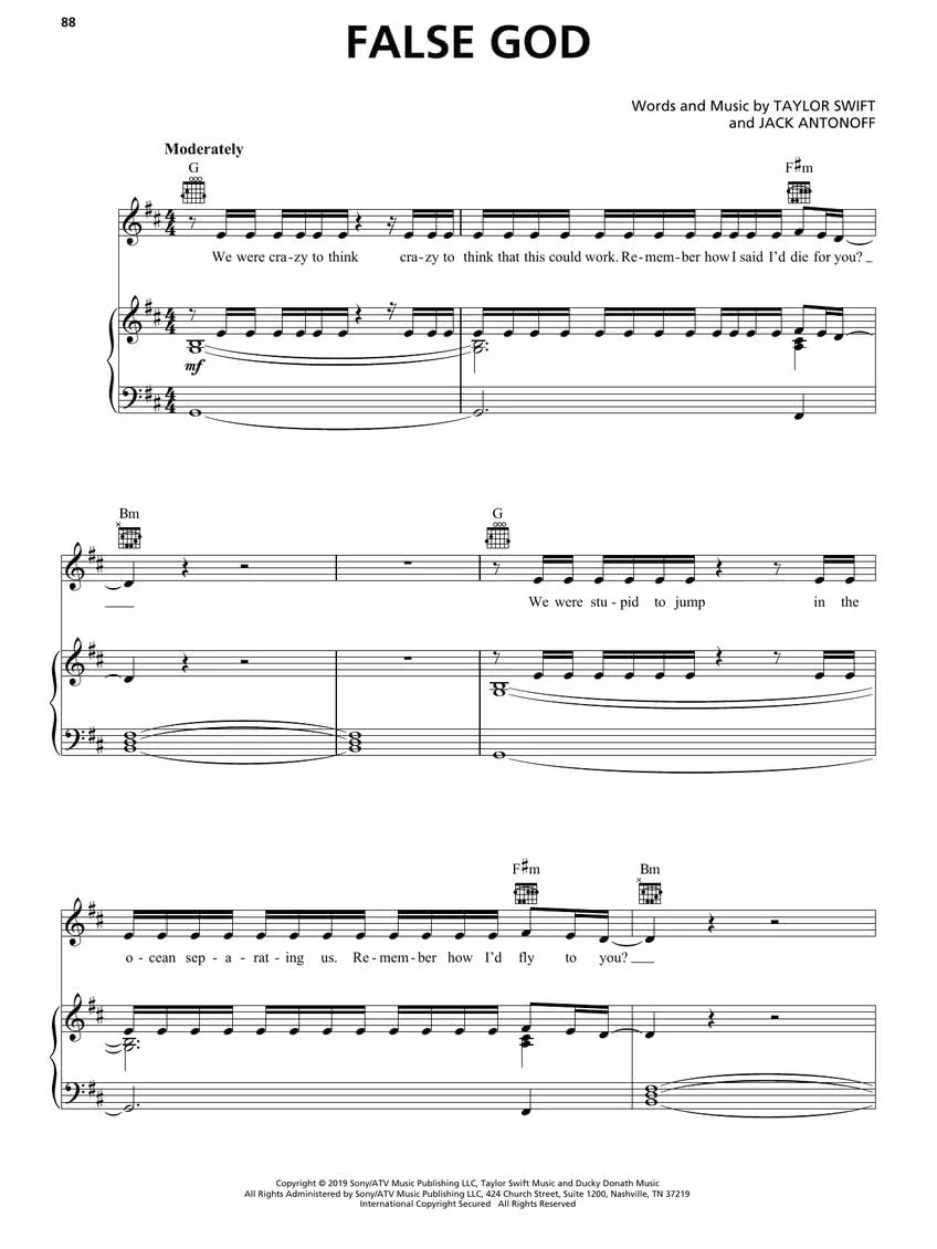 Taylor Swift - Lover: Lover: Piano-Vocal-Guitar