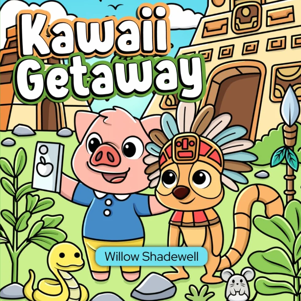 Kawaii Getaway: Coloring Book for Kids & Adults | 35 Easy-to-Color Designs with Bold Lines Featuring Cute Animals on Whimsical Adventures Around the World