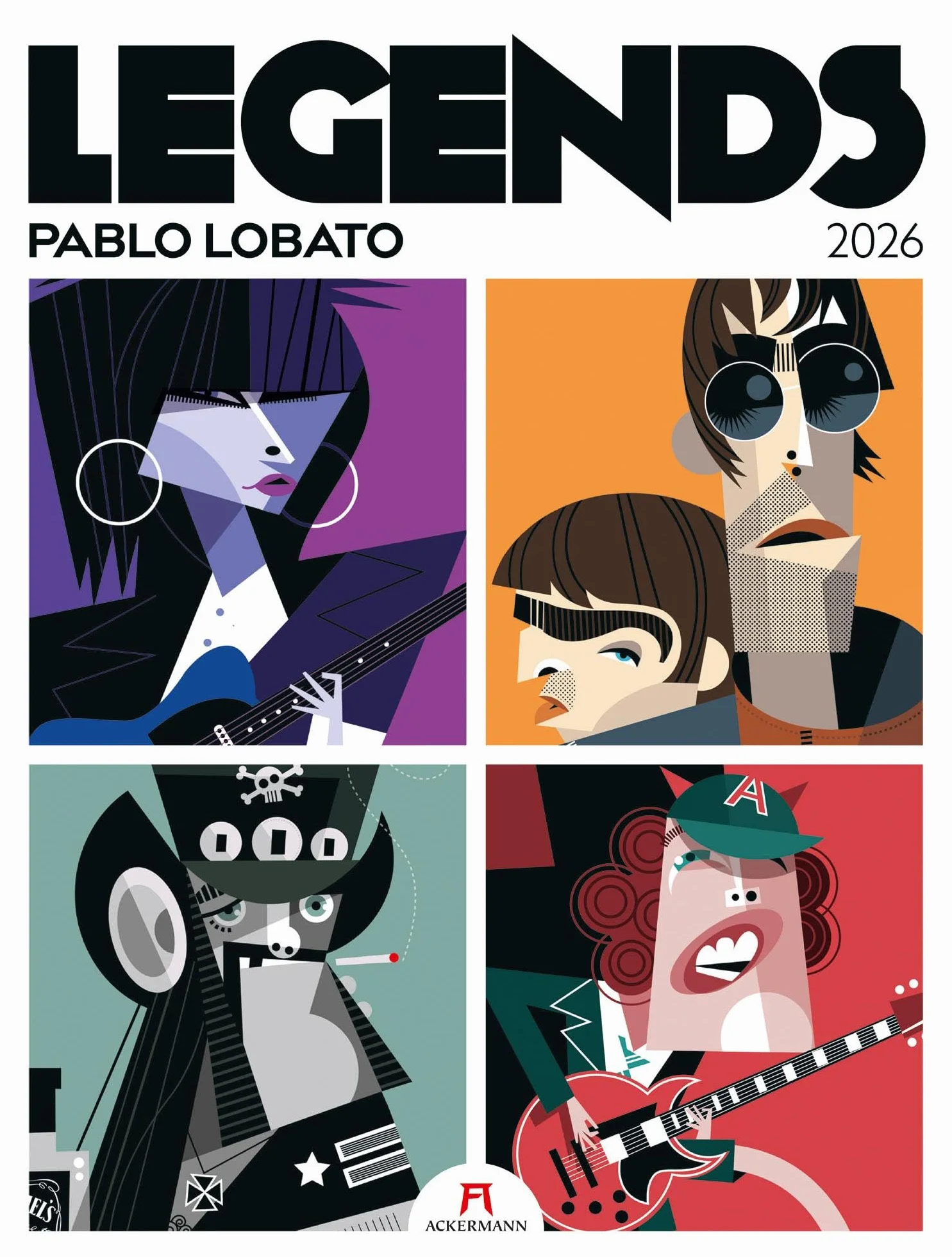 Legends Kalender 2026 | Musiklegenden: Außergewöhnlicher Musik-Kalender im großen Hochformat (50x66 cm) | Rock & Pop-Musiker-Portraits | Pablo Lobato