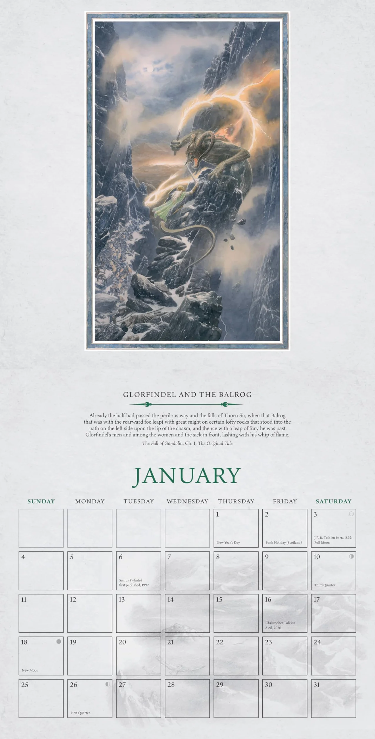 Tolkien Calendar 2026: The Great Tales of Middle-earth