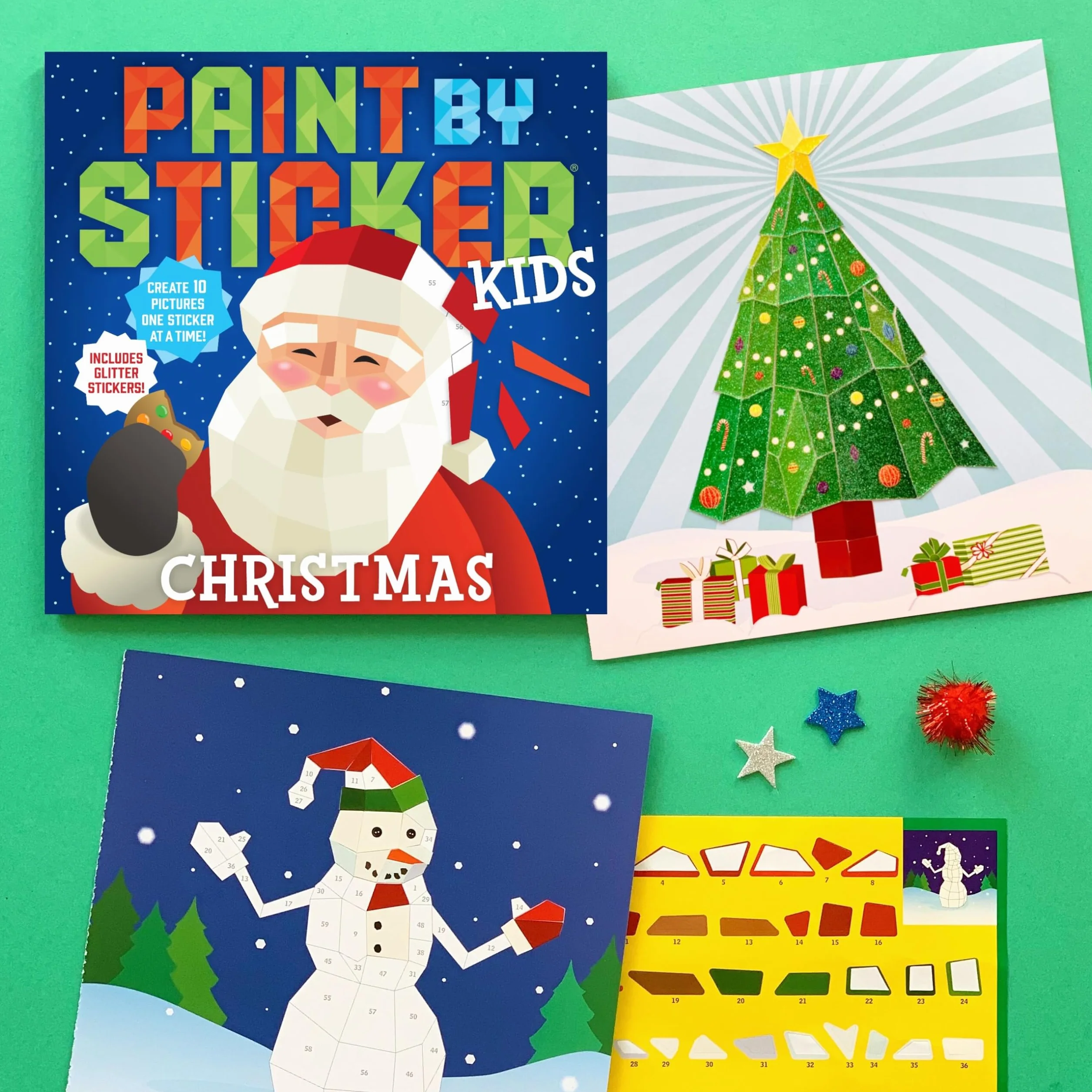 Paint by Sticker Kids: Christmas: Create 10 Pictures One Sticker at a Time! Includes Glitter Stickers