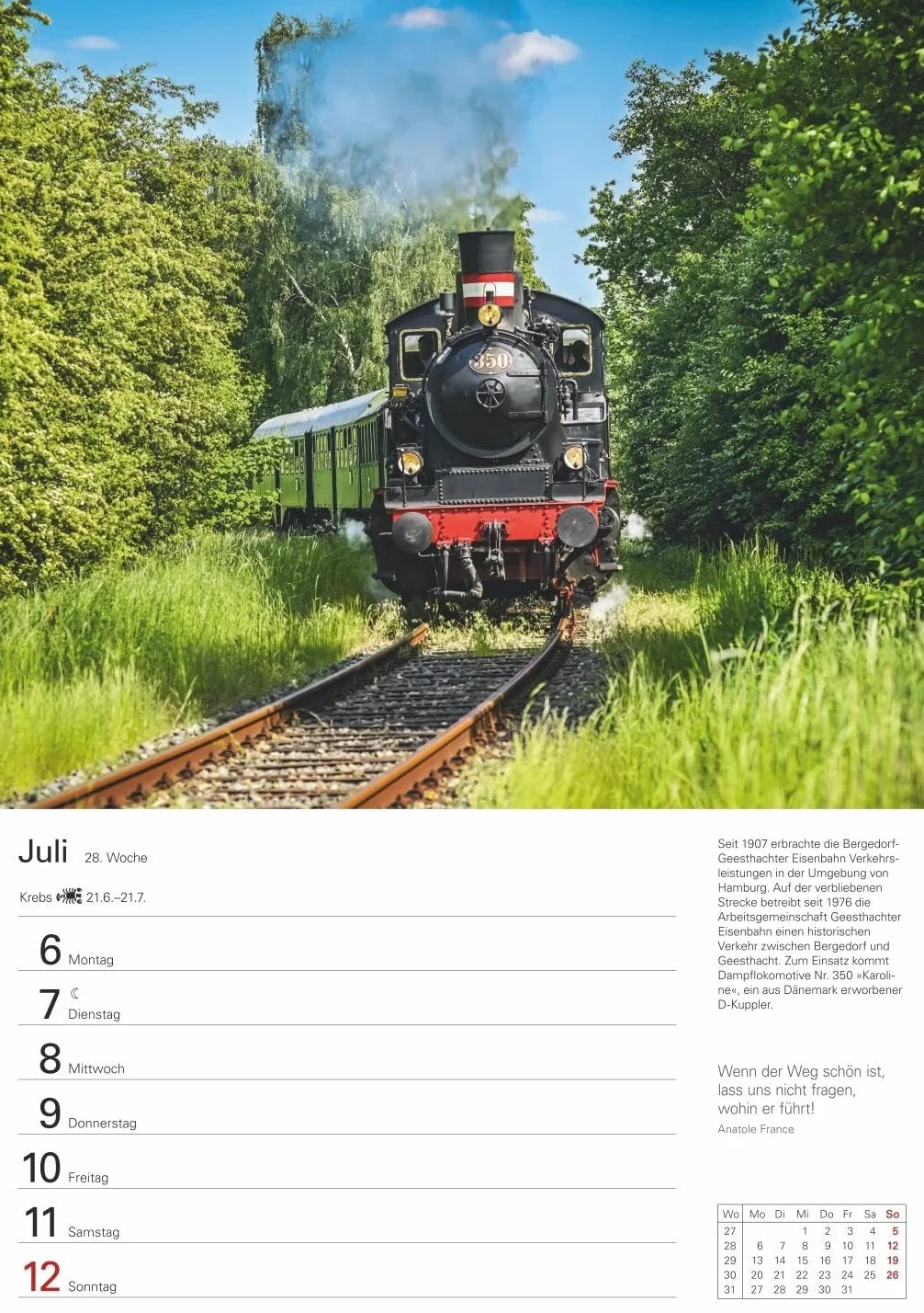 Eisenbahnen Wochenplaner 2026 - 53 faszinierende Fotografien: Besonderer Wandplaner mit 53 fantastischen Fotos von historischen Eisenbahnen. Hochwertiger Foto-Kalender 2026. 25 x 35,5 cm
