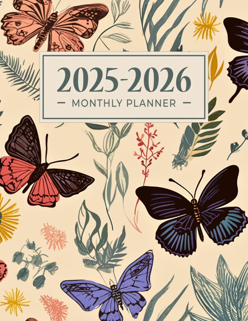 2025-2026 Monthly Planner: Two Year- January 2025 through December 2026 with Holidays and Inspirational Quotes- Modern Textile Pattern Cover