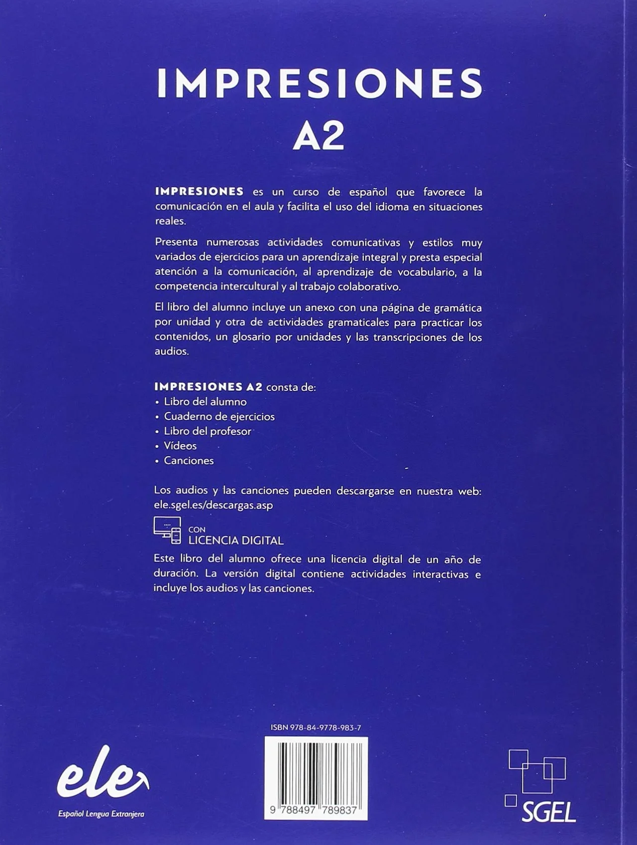 Impresiones A2 Podręcznik + zawartość online: Curso de espanol - Libro del Alumno